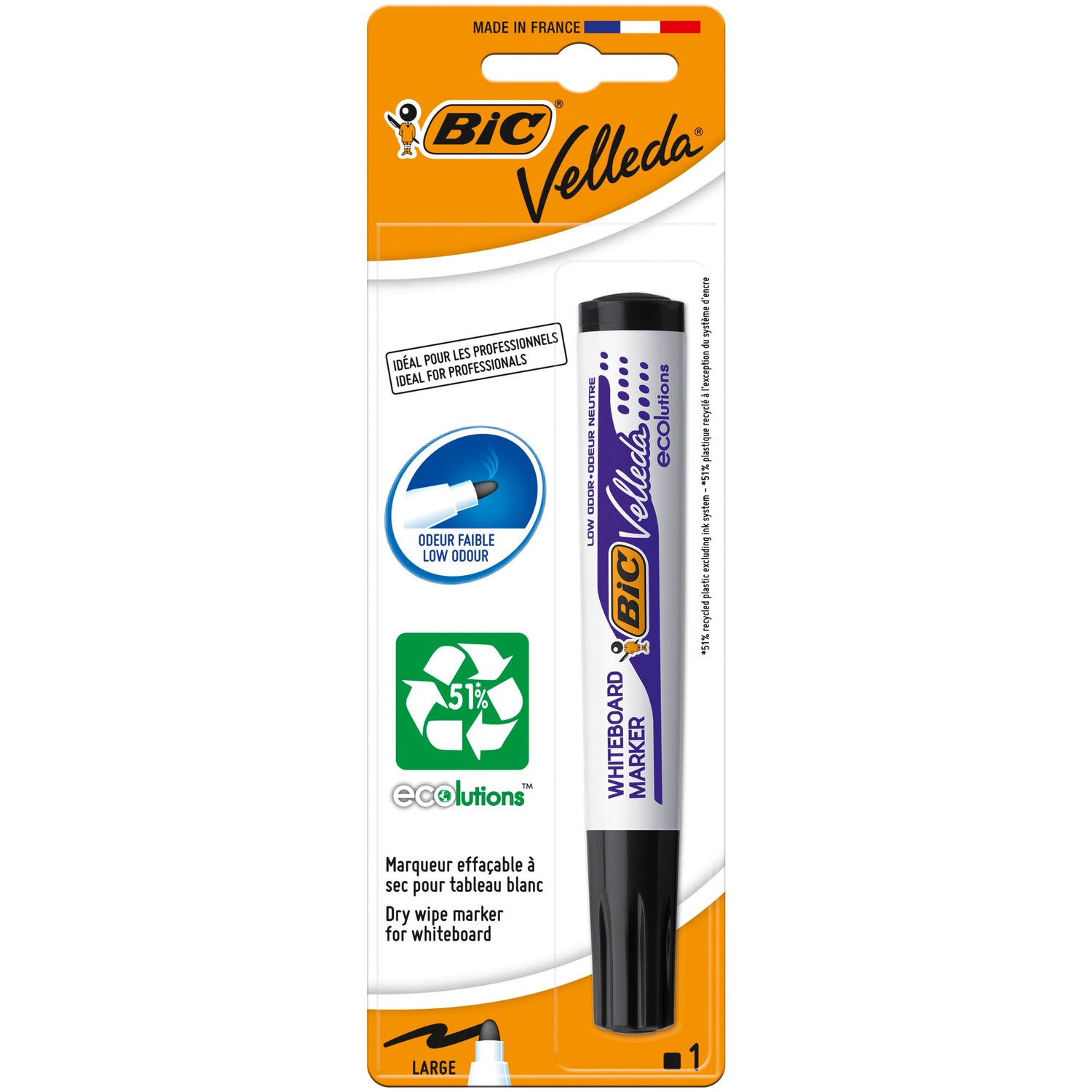 Marcador Permanente Velleda de Tinta Preta Bic