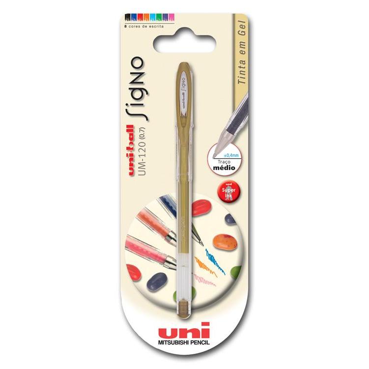 Roller Signo de Tinta Gel Dourada Uni-ball