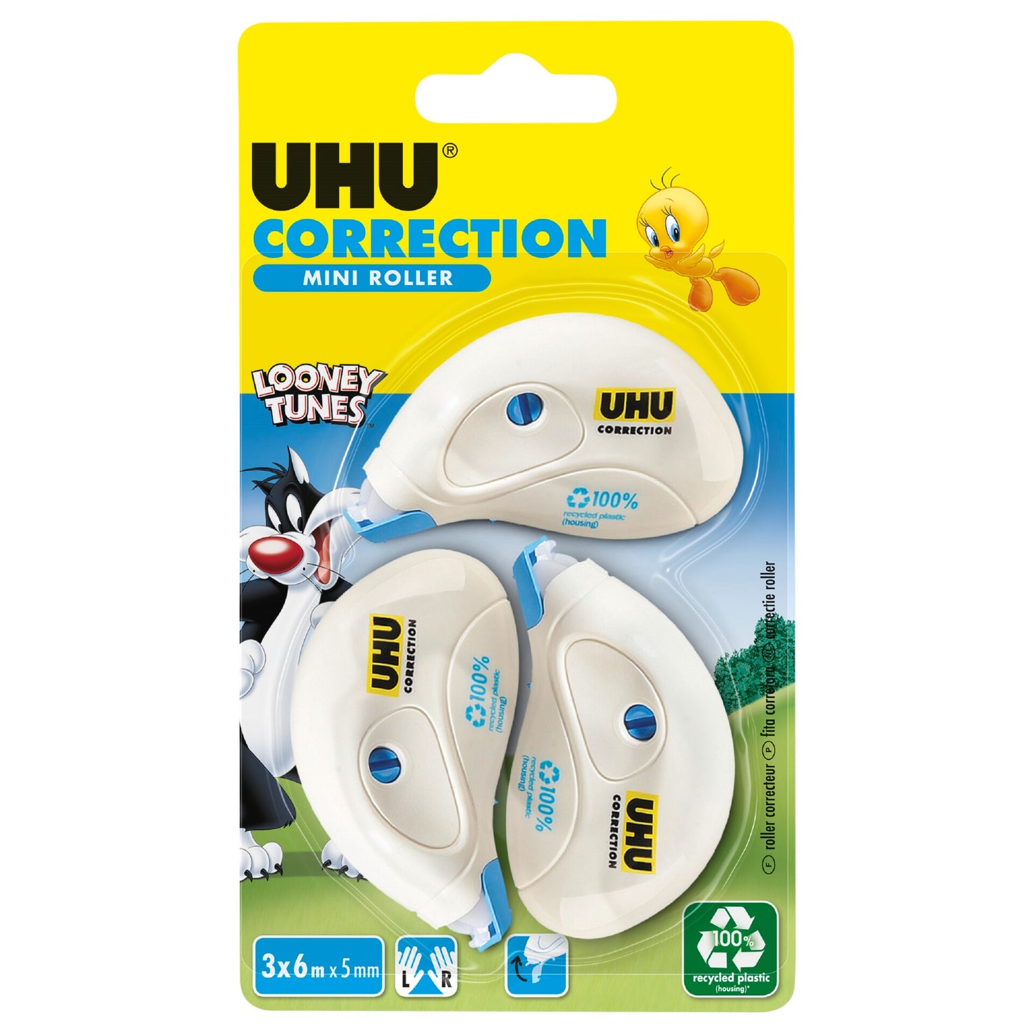 Fita Corretora Mini Roller 5mmx6m 3 Unidades (várias opções) UHU