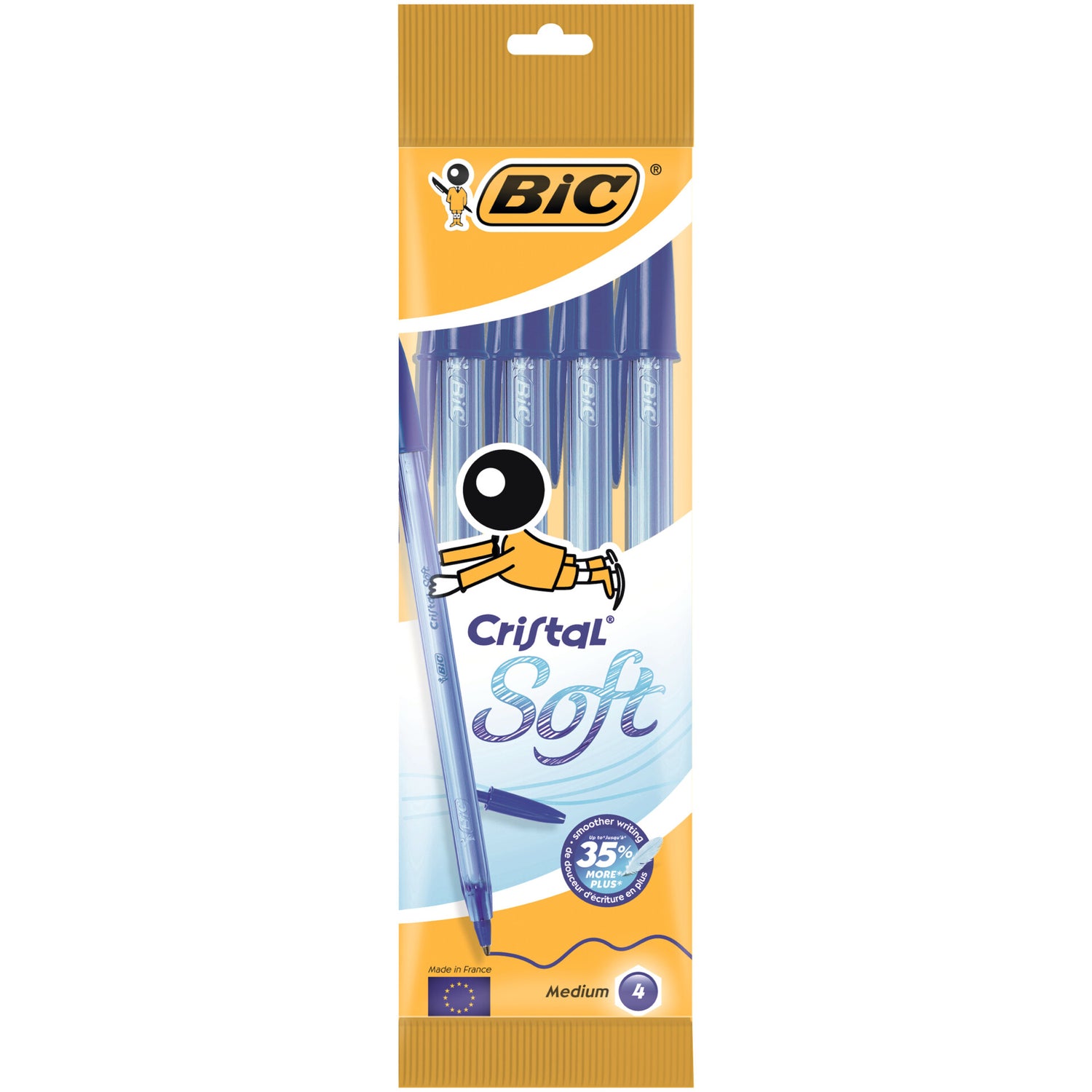 Esferográfica Cristal Soft Tinta Azul 4 Unidades Bic
