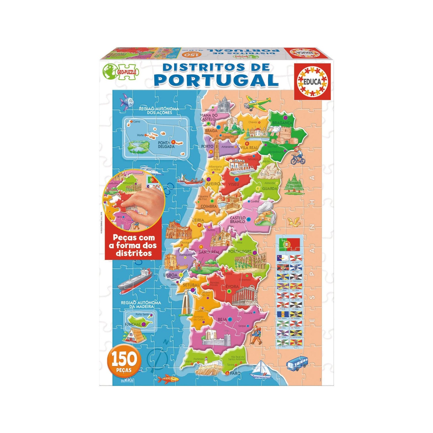 Educa - Puzzle Mapa Distritos Portugal 150 Peças