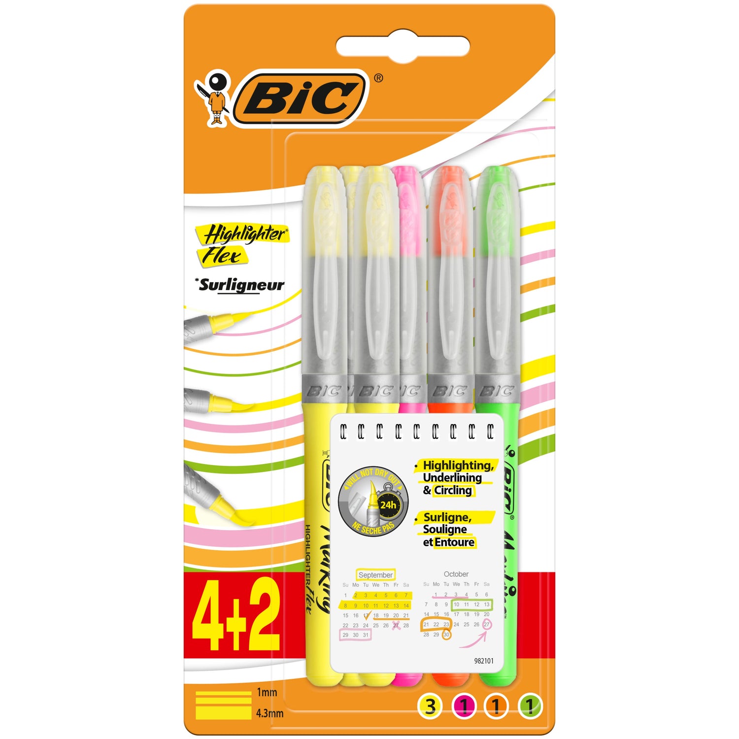 Sublinhador de Tinta Fluorescente Bic