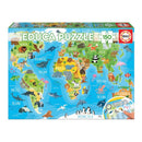 Educa - Puzzle Mapa Mundo Animais 150 Peças