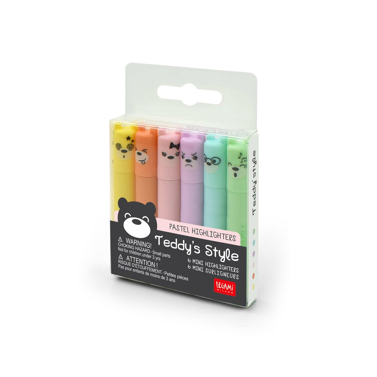 Conjunto 6 Mini Sublinhadores Pastel - Teddy's