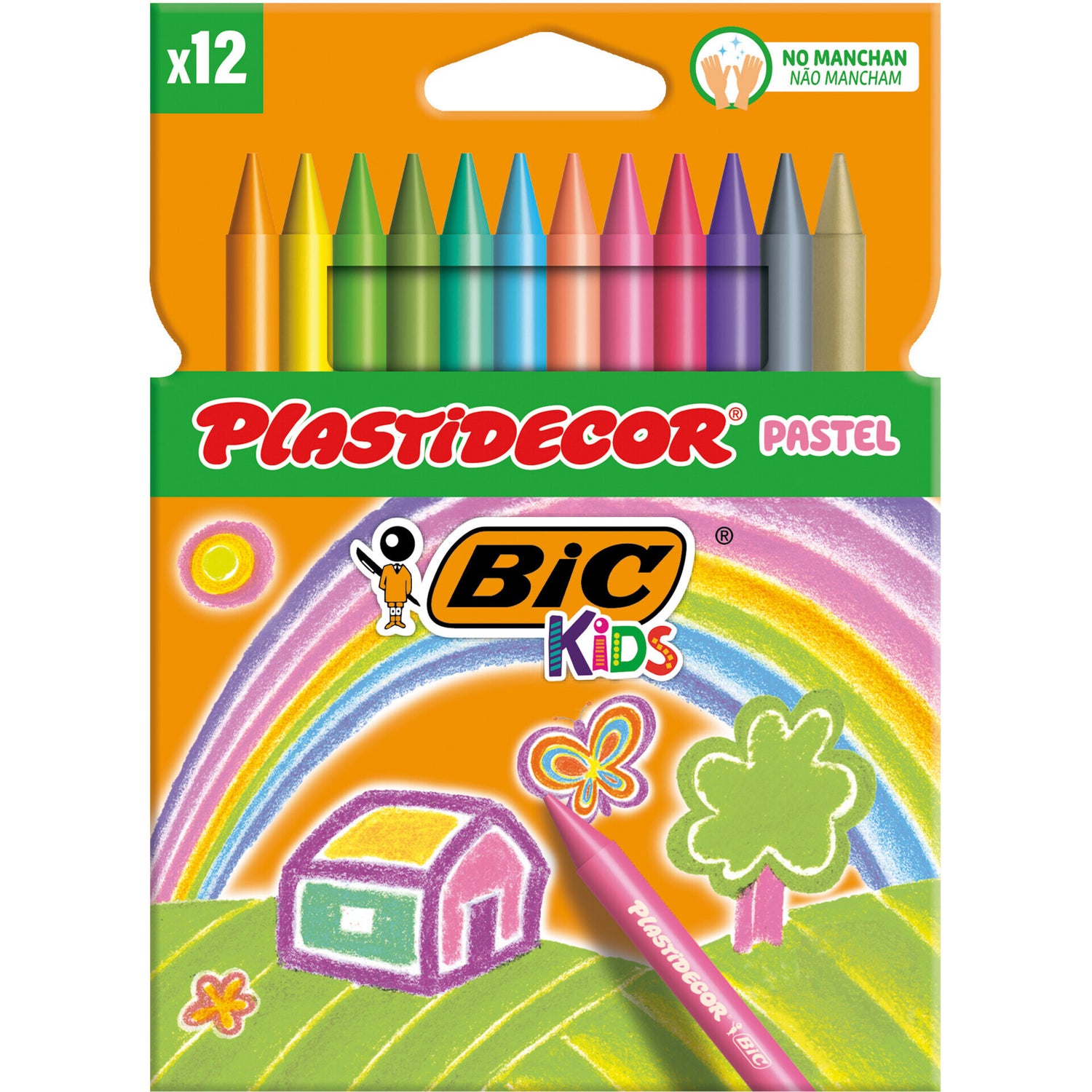 Lápis de Cera Plastidecor Kids Pastel 12 Unidades Bic