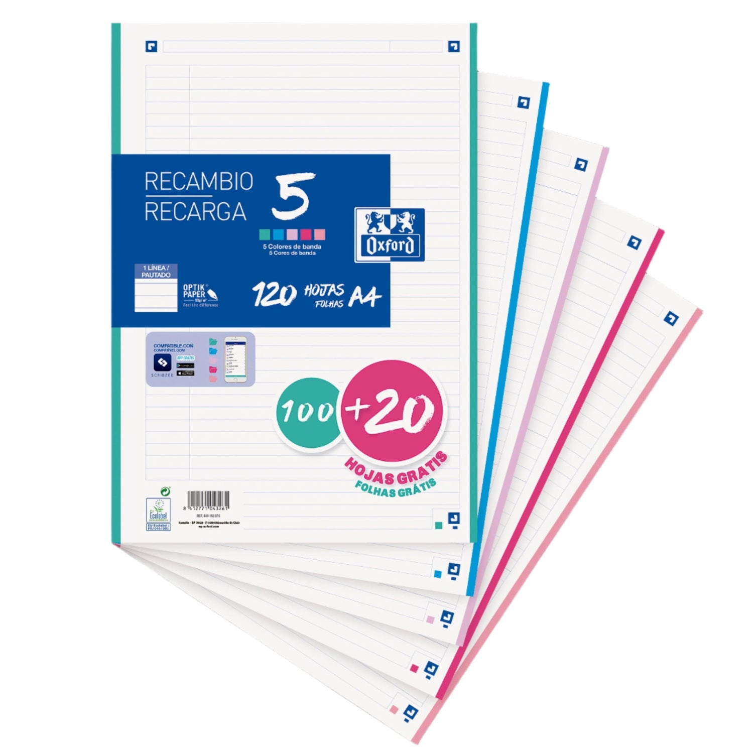 Recarga Papel A4 Pautado Oxford