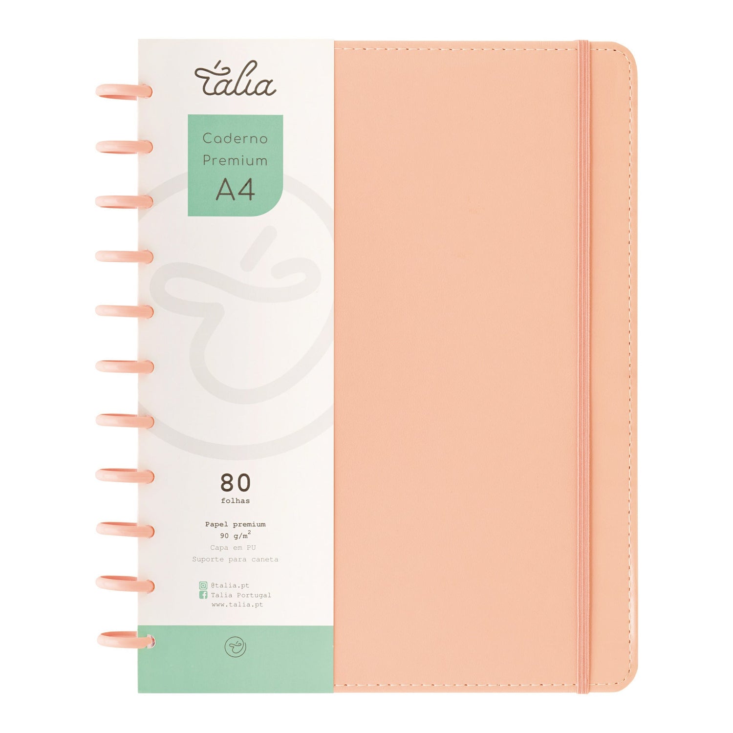 Caderno Smart com Elástico Espiral A4 Pautado Rosa Talia