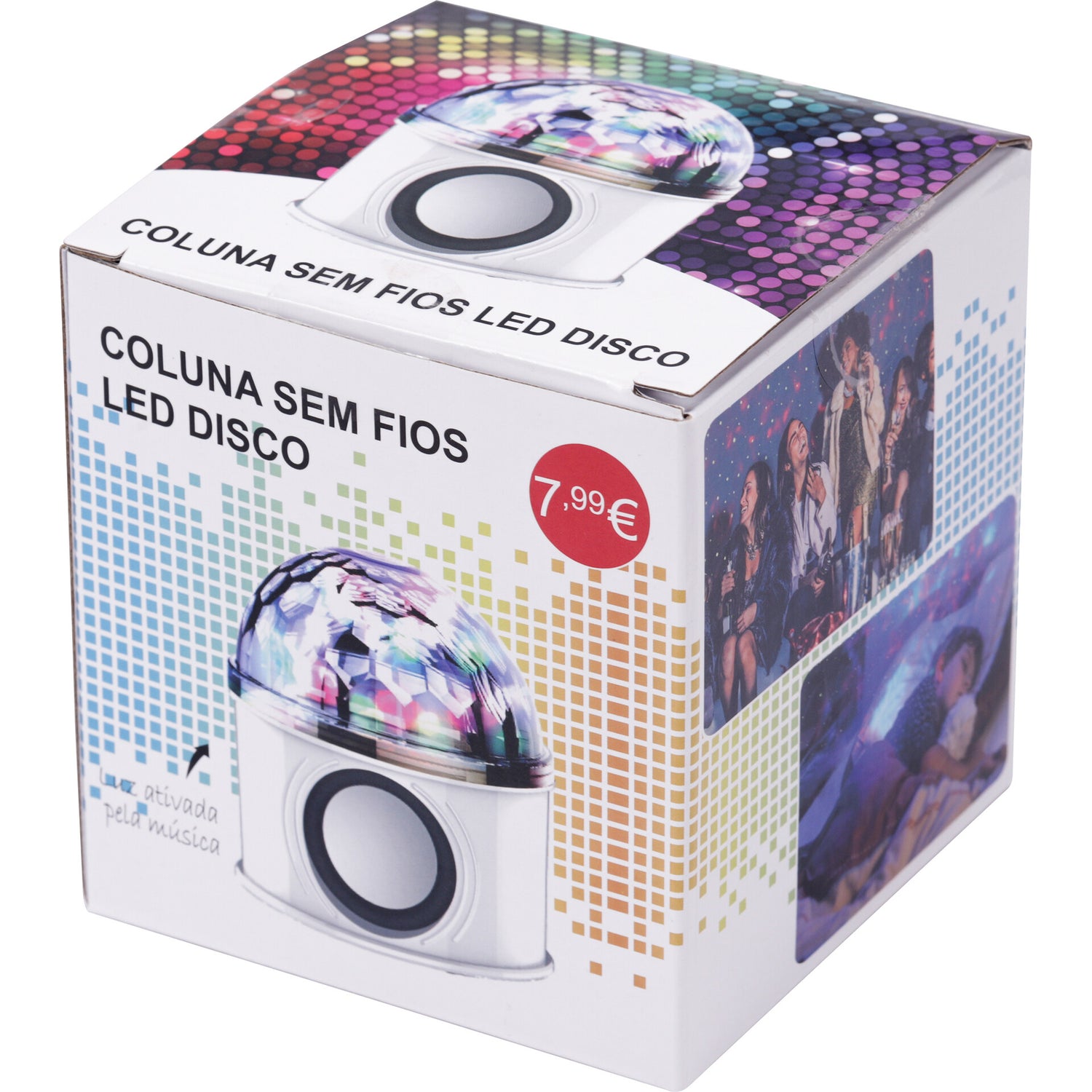 Coluna Sem Fios Bola Led Disco USB