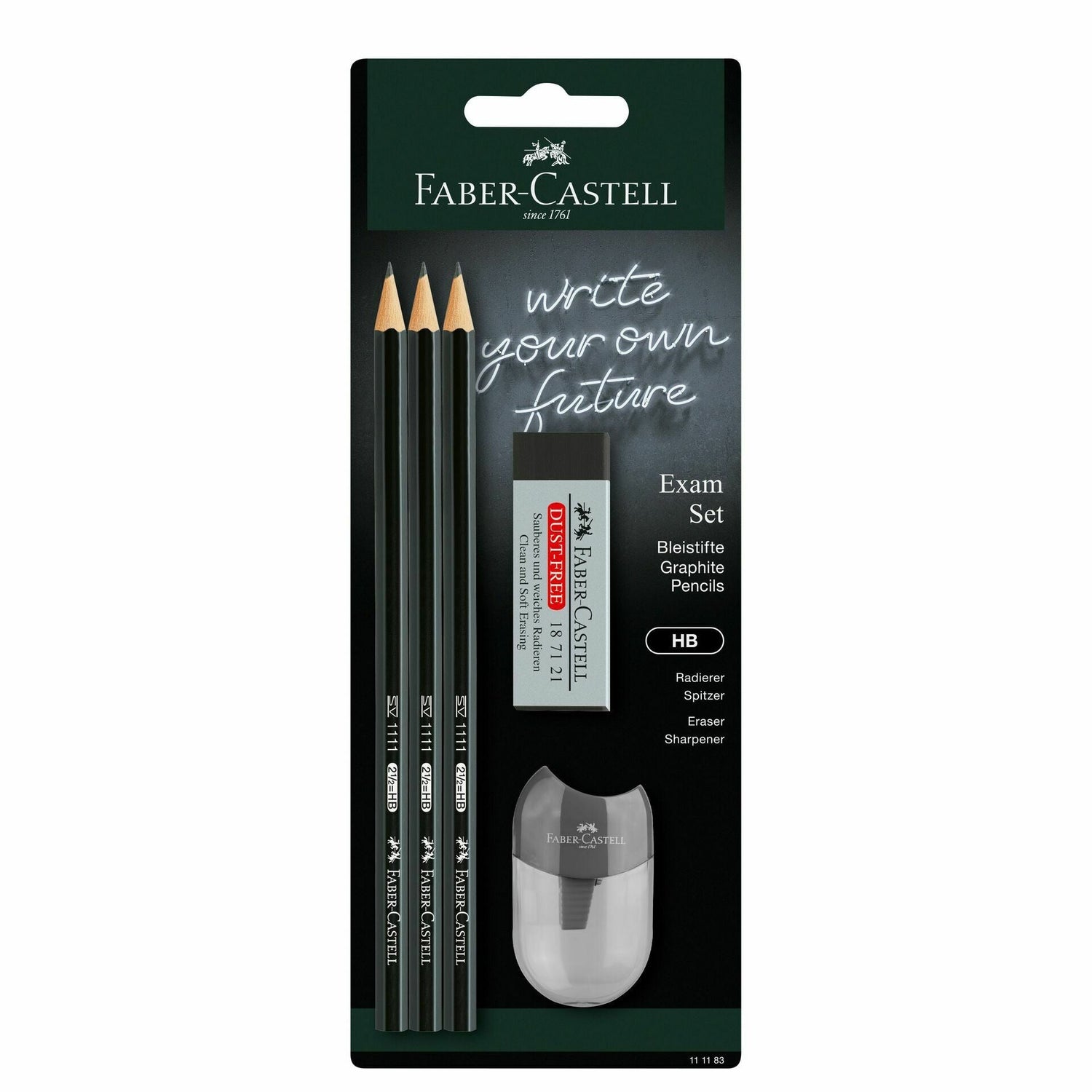 Conjunto Lápis Grafite HB, Borracha e Afia Faber-Castell