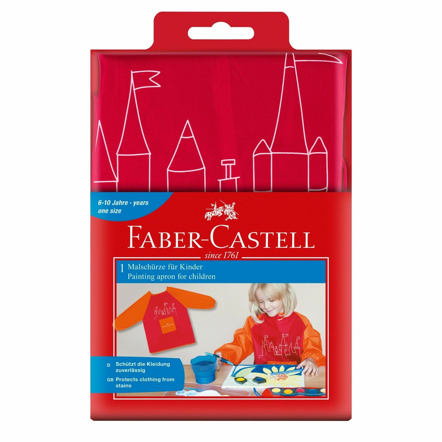 Bata de Pintura Criança Vermelha e Laranja Faber-Castell