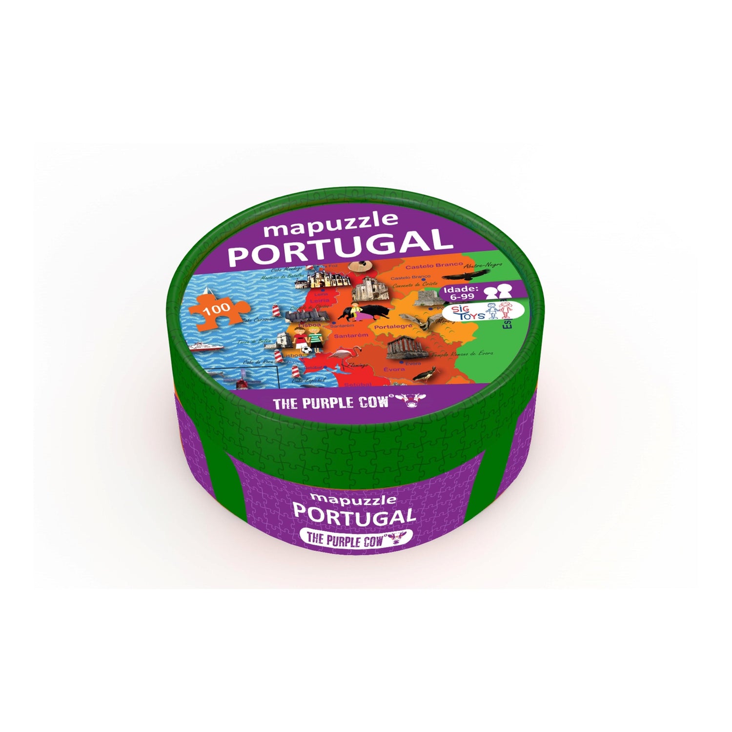 The Purple Cow - Puzzle 100 Peças - Mapa De Portugal