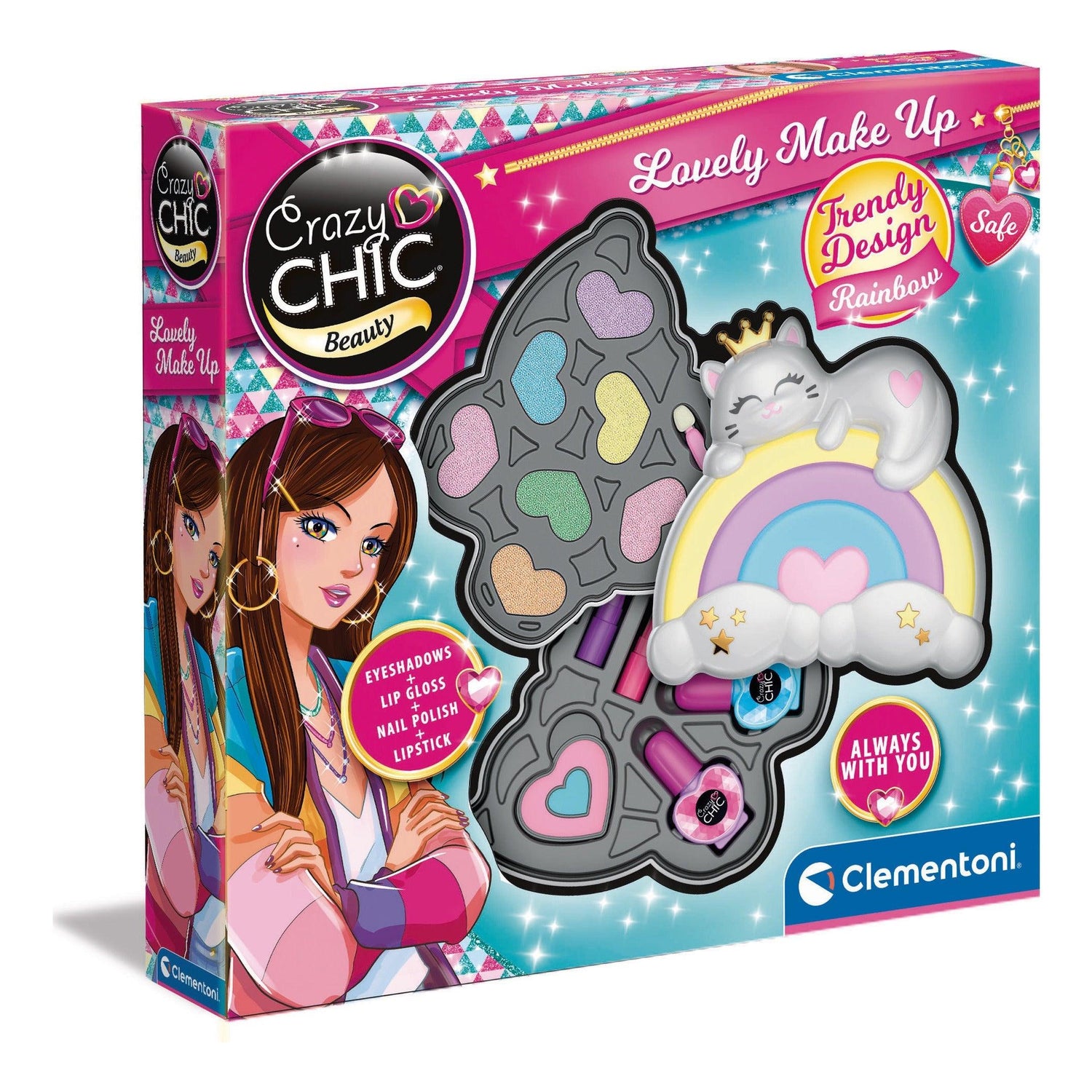 Clementoni - Estojo de Maquilhagem Arco-Íris Crazy Chic