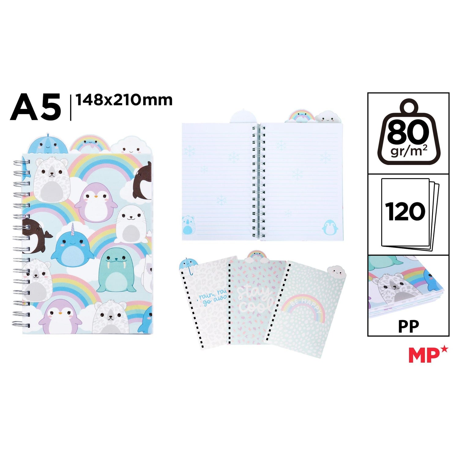 Caderno A5 C/Separadores - Arco-Íris