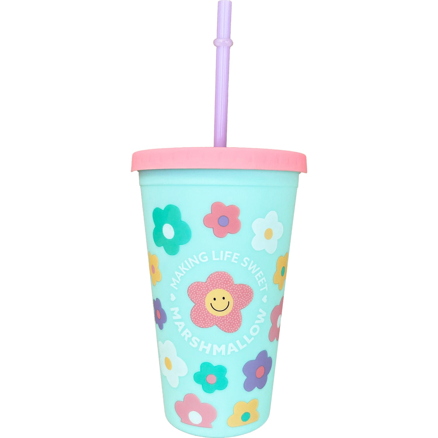 Copo Plástico com Palhinha 450ml (vários modelos) Marshmallow