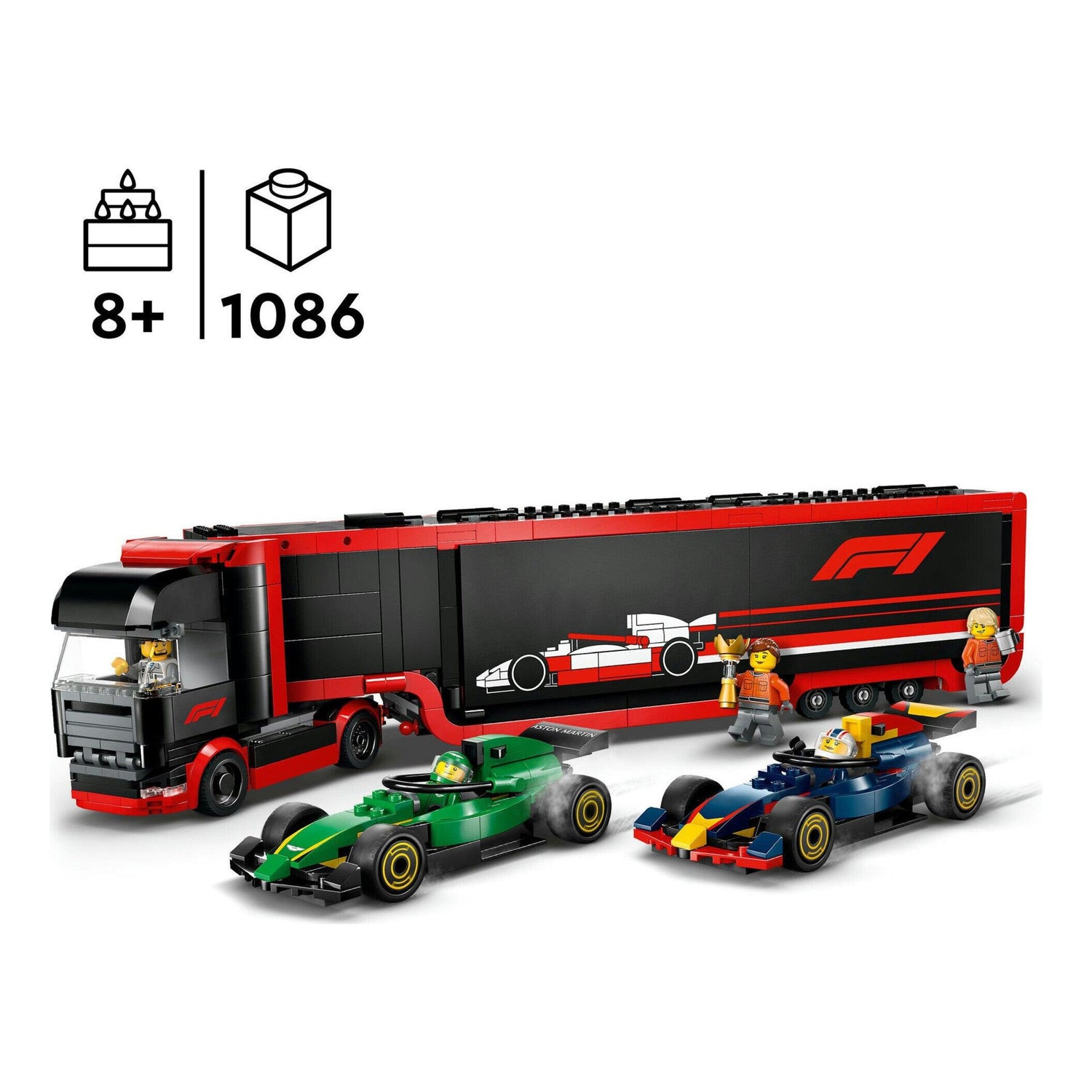 LEGO City - Camião de F1 com Carros de F1 RB20 e AMR24 - 60445