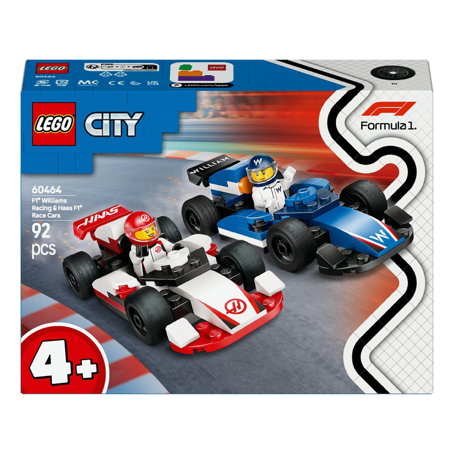 LEGO City - Carros de Corrida F1 da Williams Racing e Haas F1 - 60464