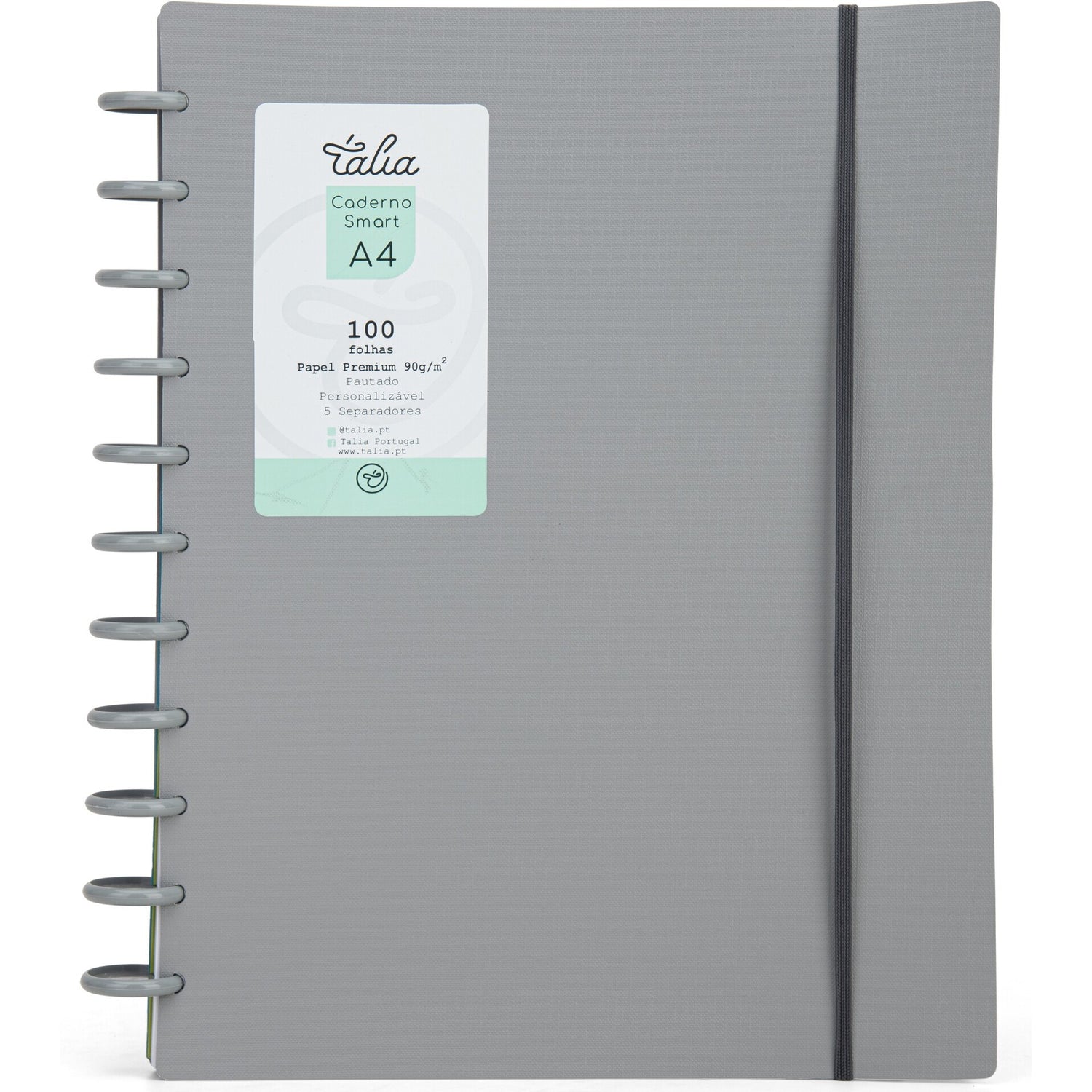Caderno Smart Espiral A4 Pautado Cinza Talia