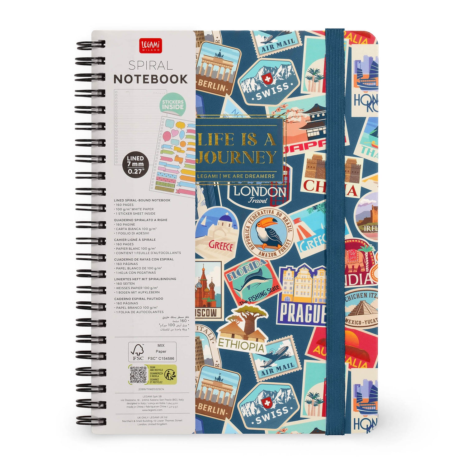 Caderno Espiral - Adesivos De Viagem
