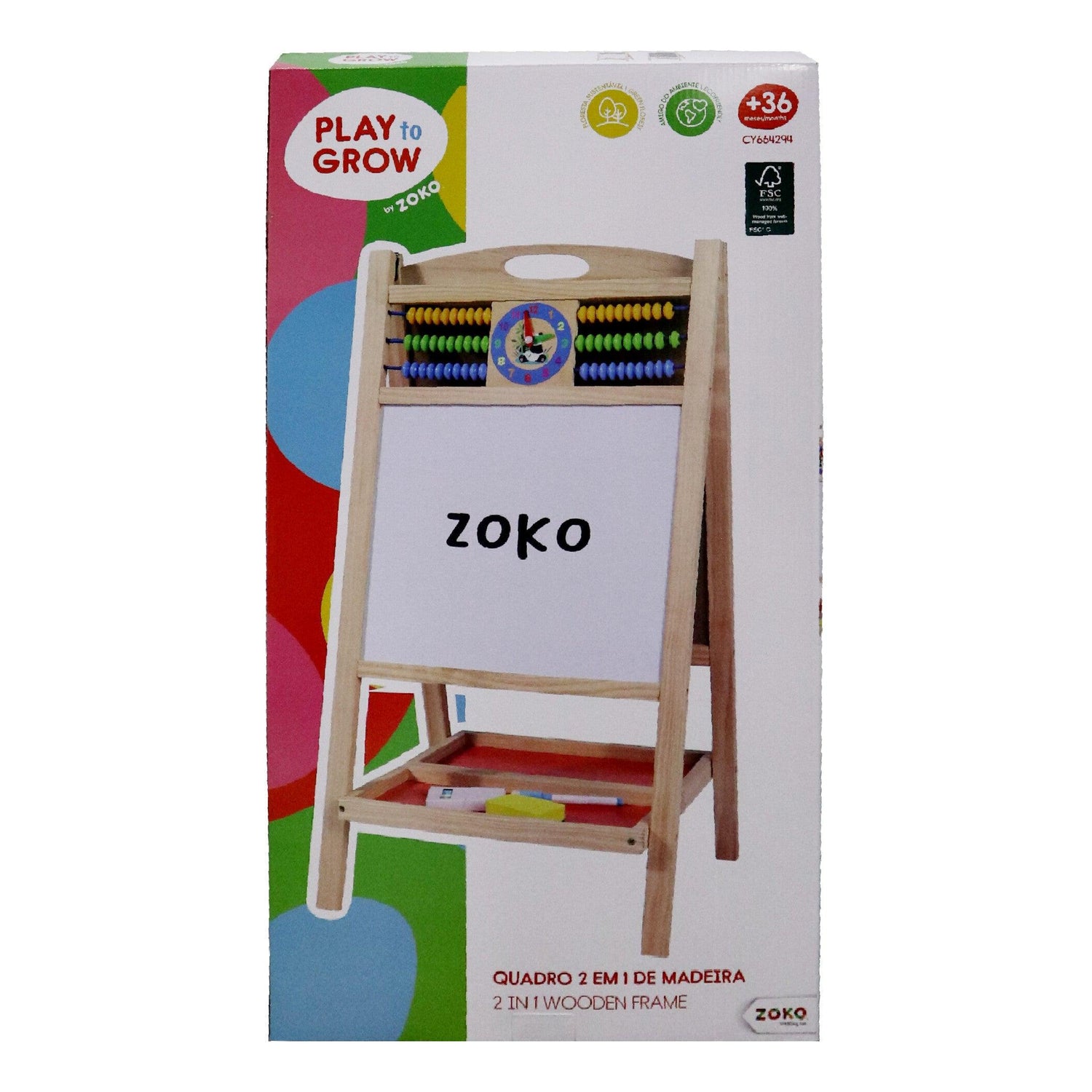 Zoko Play to Grow - Quadro 2 em 1 de Madeira