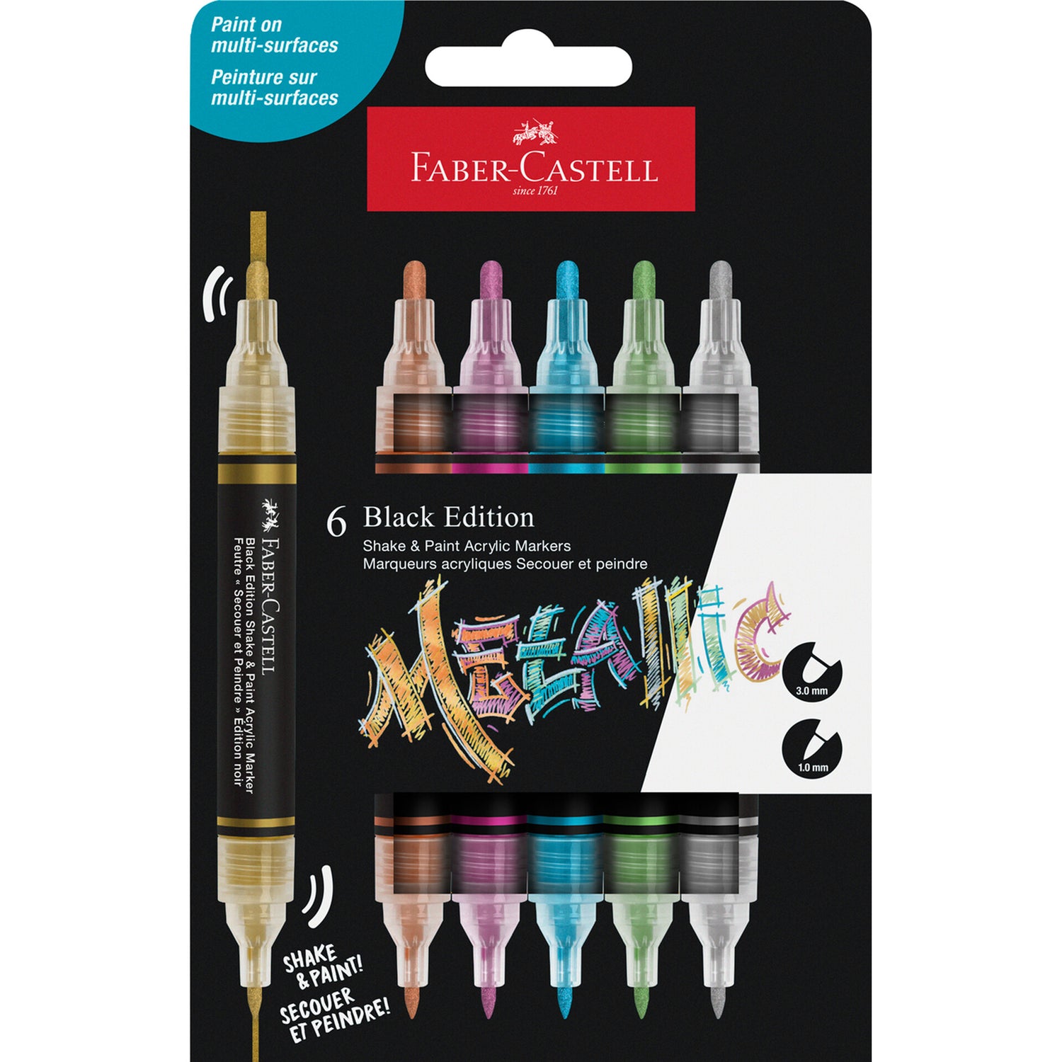 Marcador Cor Acrilicos Metal Black Edit 6 Unidades
