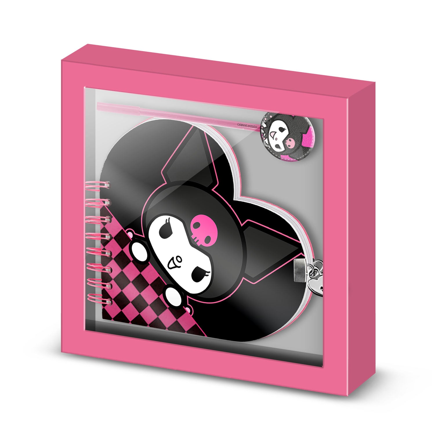 Conjunto Caderno + Caneta Coração Kuromi