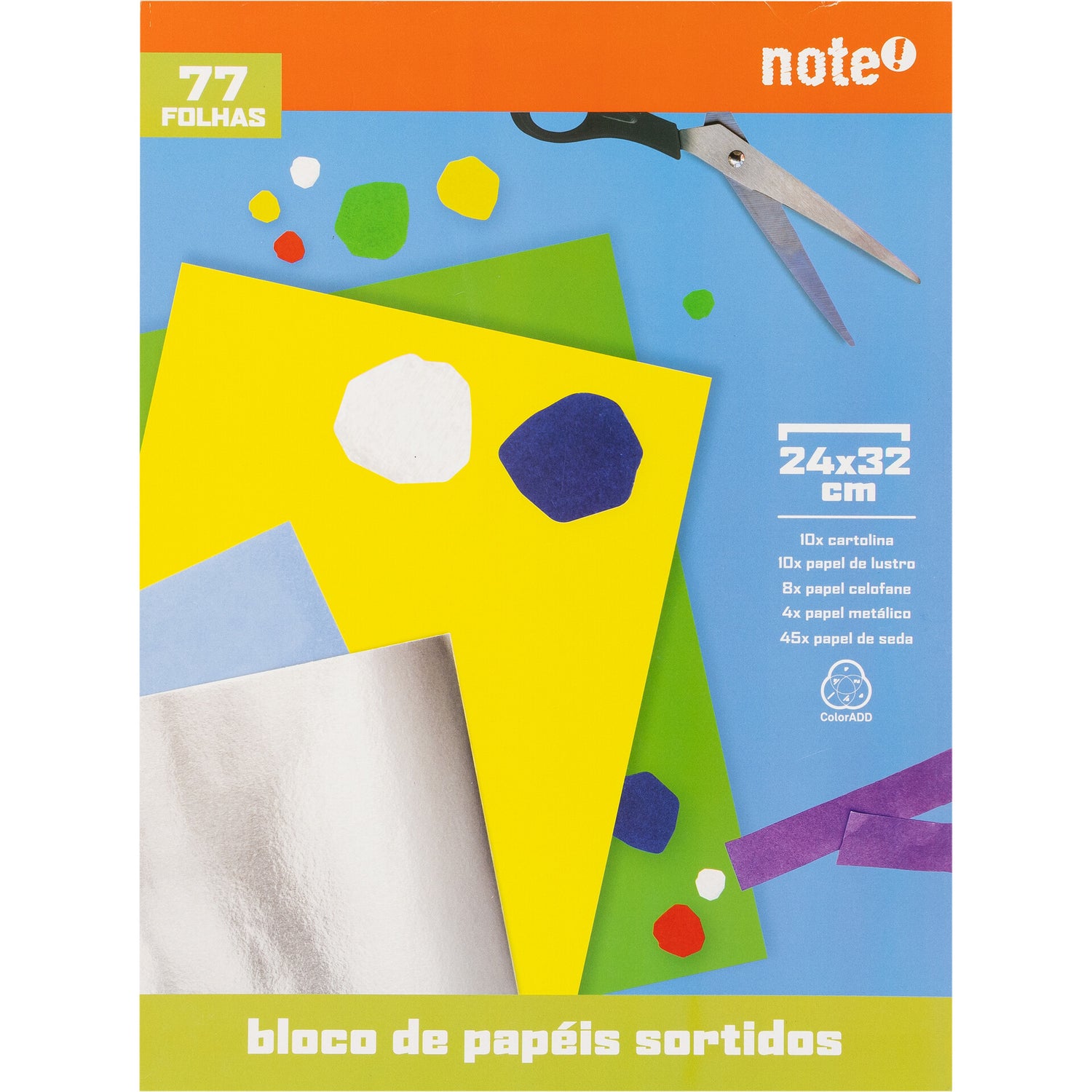 Bloco de Papeis Sortido para Trabalhso Manuais 77 Folhas Note!