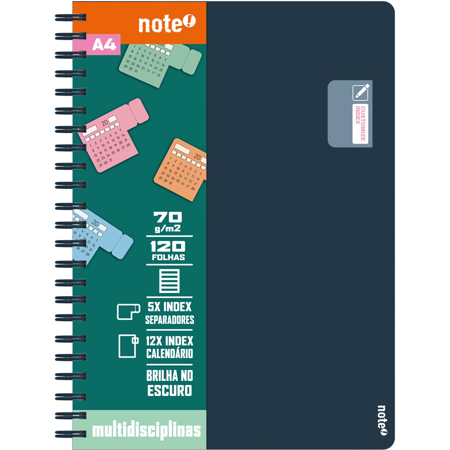Caderno Espiral A4 Capa Dura Multidisciplina Pautado (várias cores) Note!