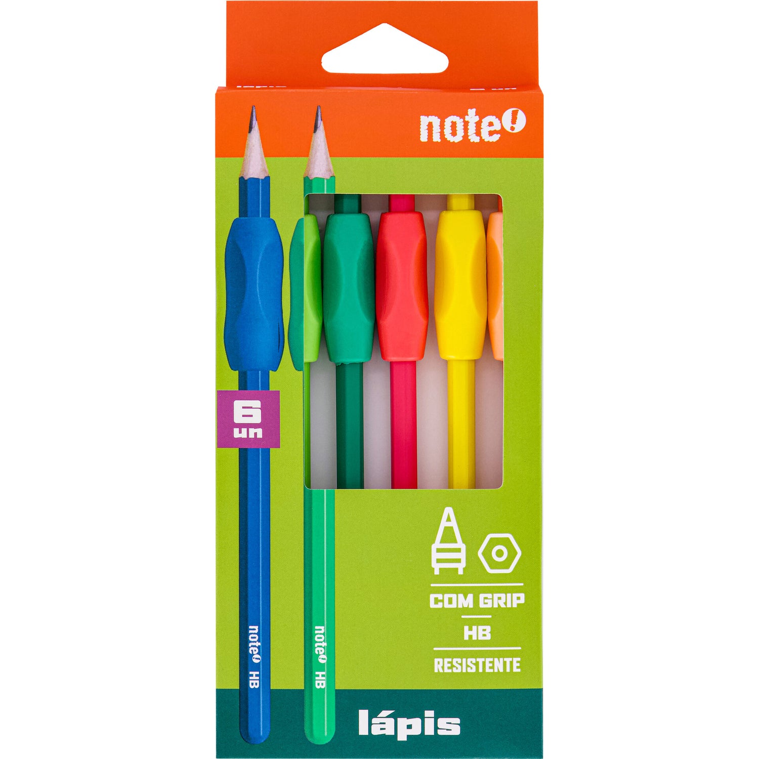 Lapis Grafite HB em Resina com Grip 6 Unidades Note!