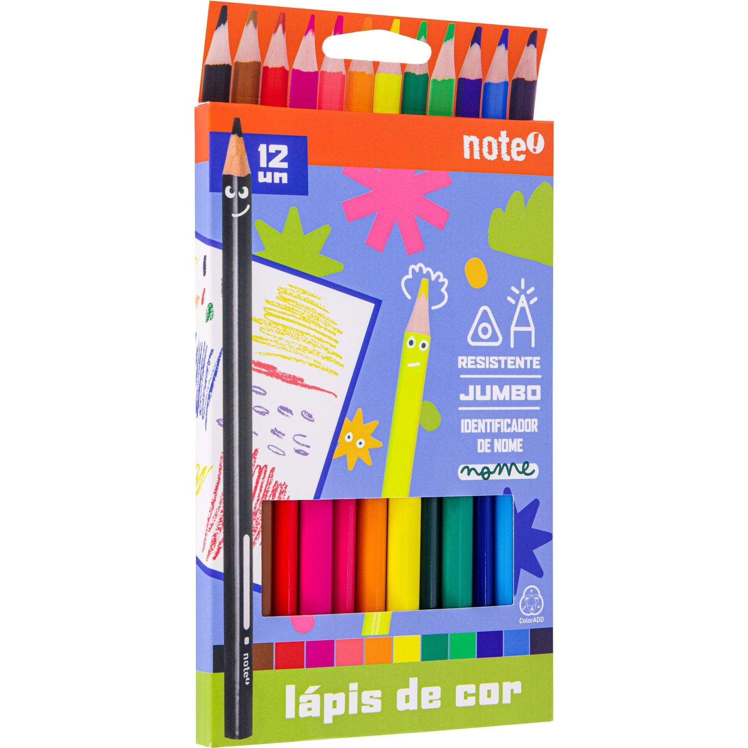 Lápis Cor Resina Mega 12 Unidades Note!
