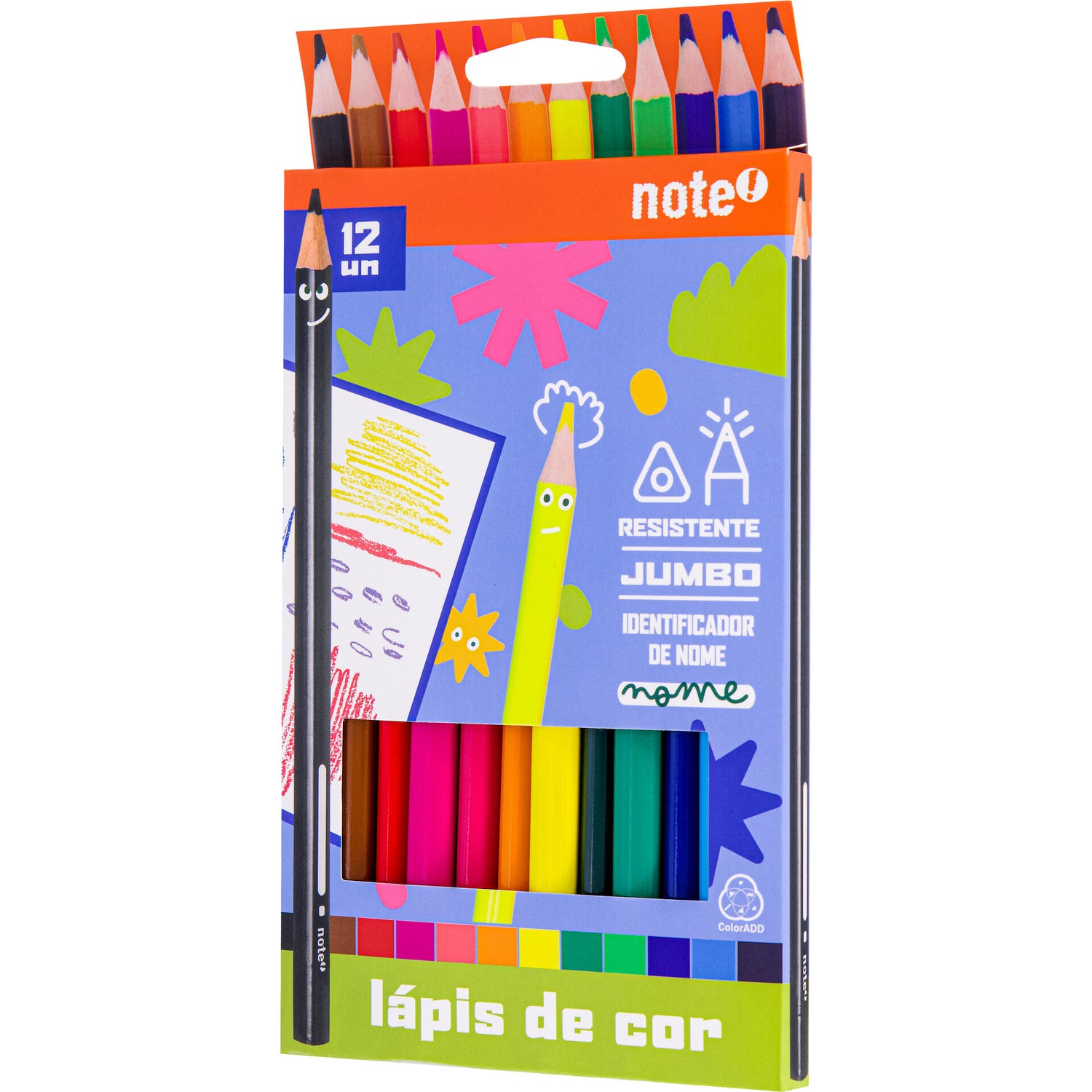Lápis Cor Resina Mega 12 Unidades Note!