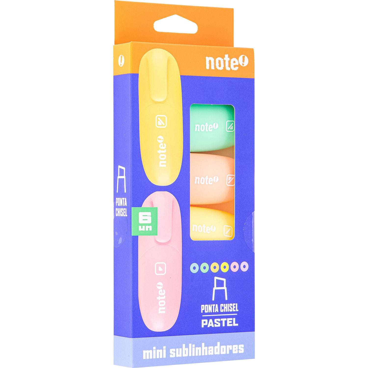 Marcador Mini Fluor Pastel 6 Unidades Note!