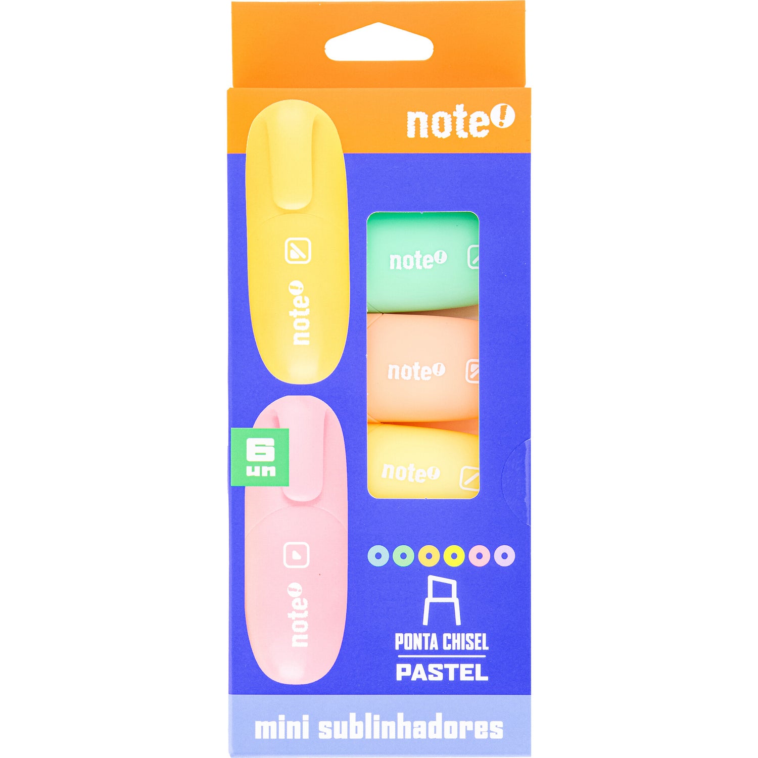 Sublinhador Mini Cores Pastel 6 Unidades Note!