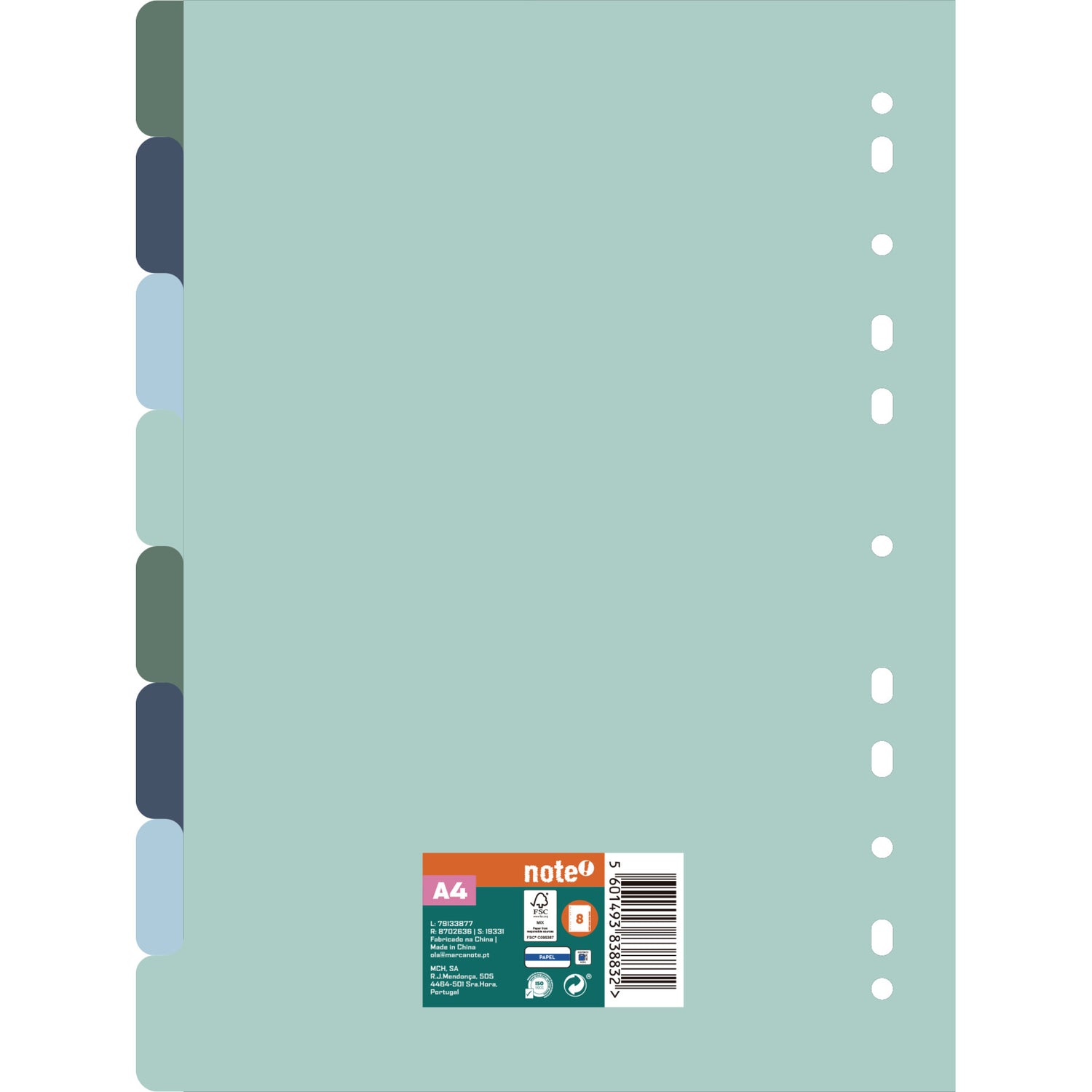 Separador Cartão Formato A4 Com 8 Div Note!