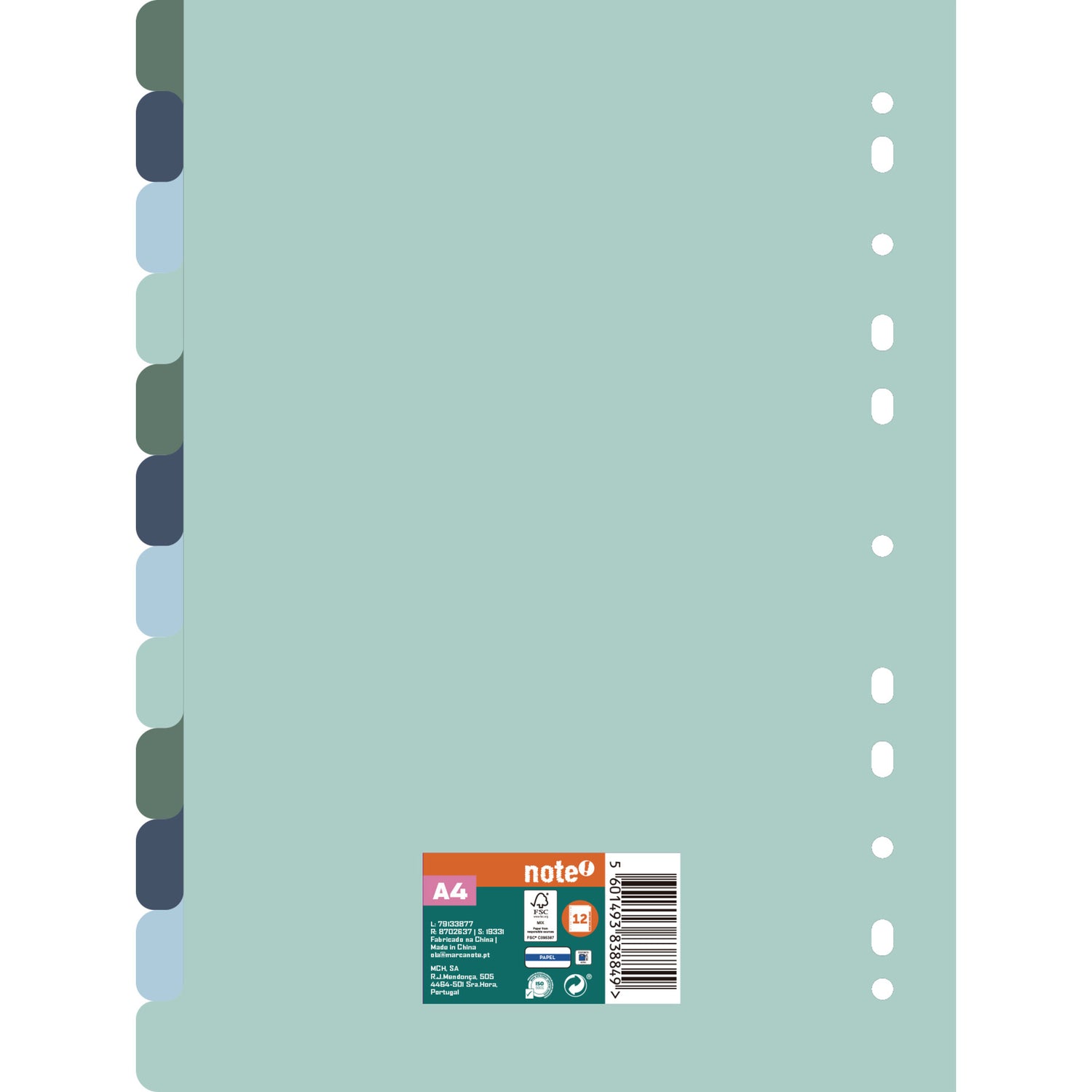 Separador Cartão Formato A4 Com 12 Div Note!