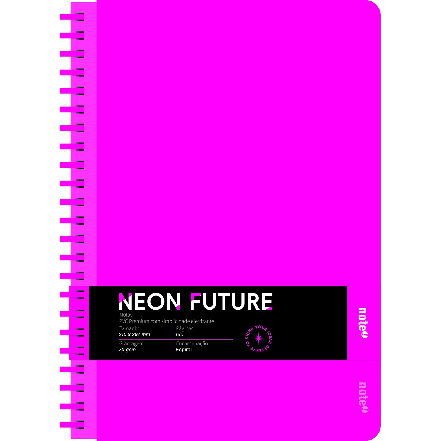 Caderno Espiral A4 Capa PVC Pautado Neon (várias opções) Note!