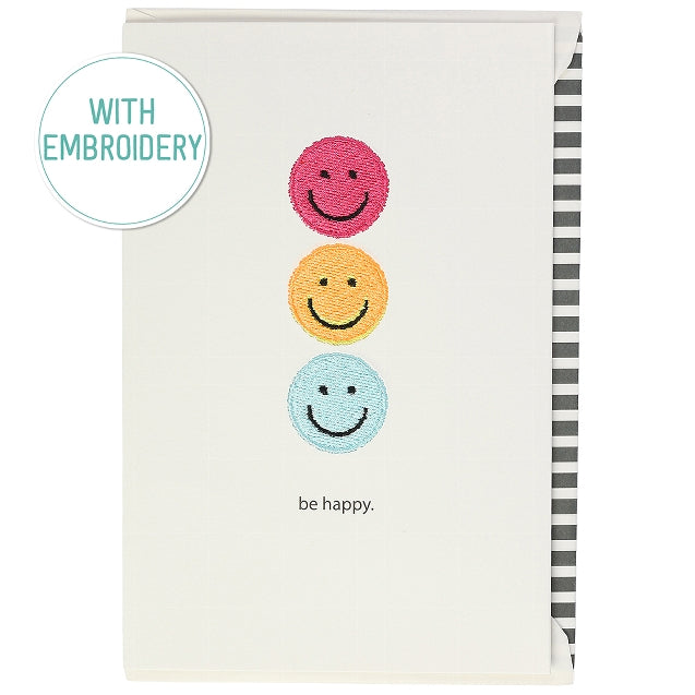 Postal Bordado - Be Happy