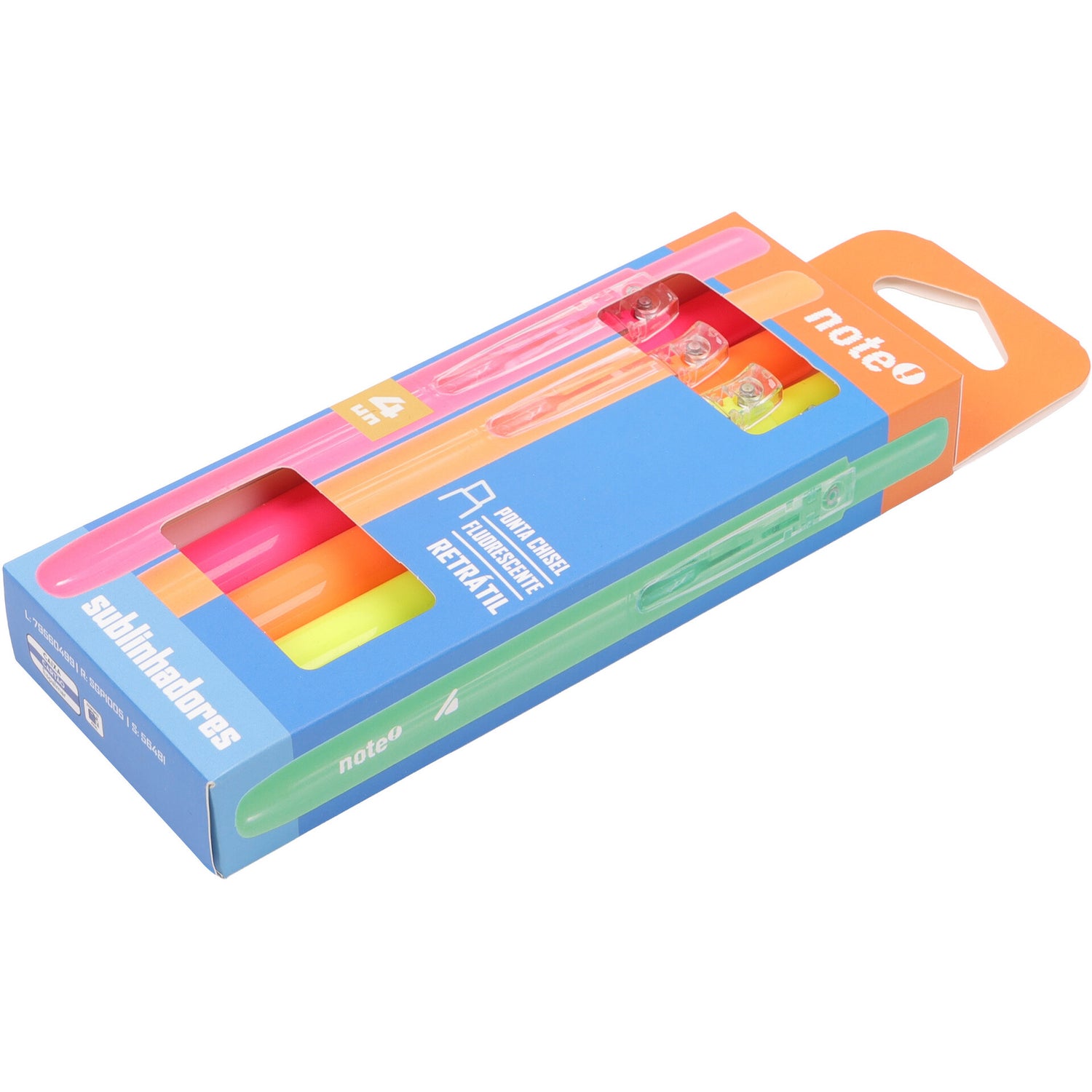Marcador Fluor Retratil Neon 4 Unidades Note!