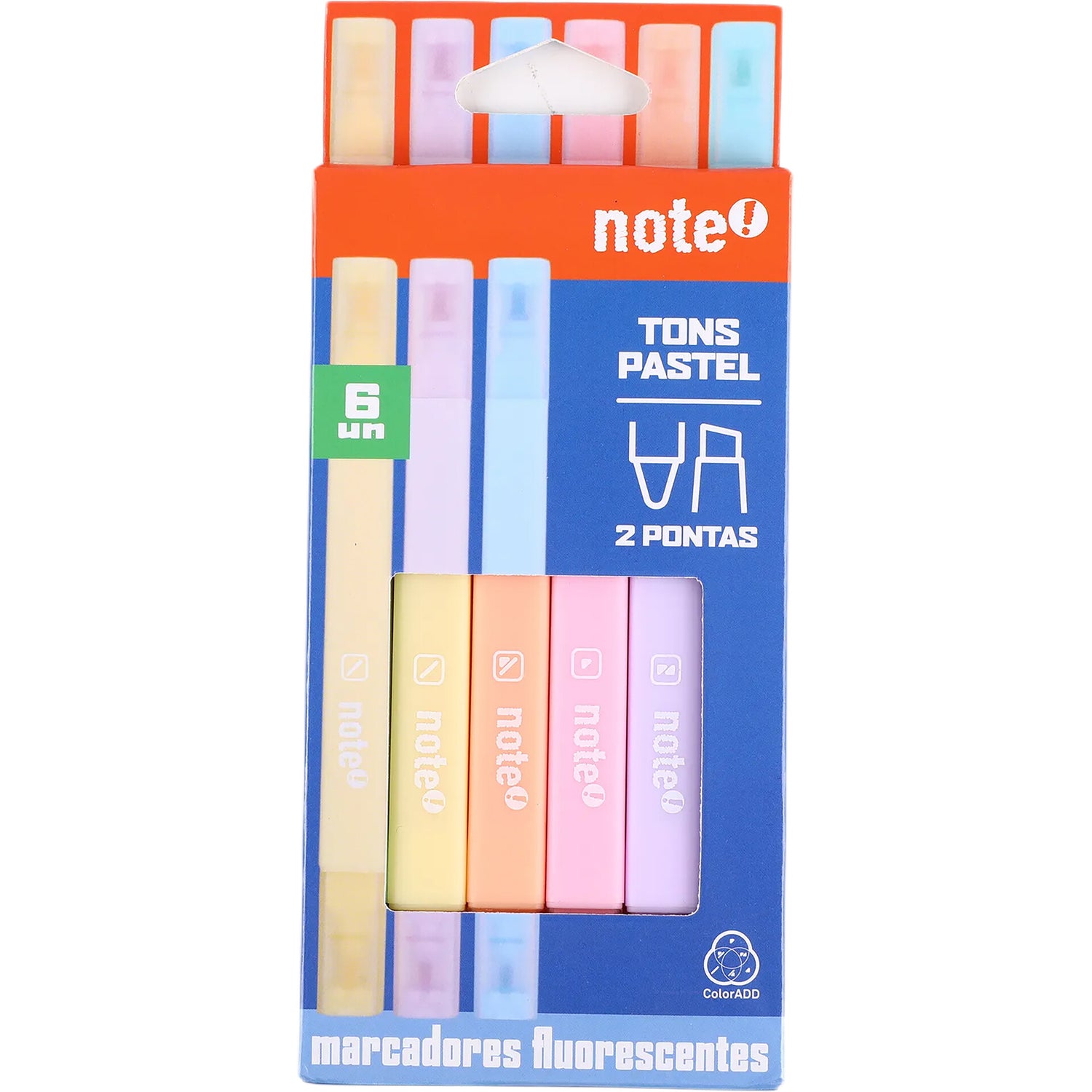 Marcador Fluor Slim Pastel 6 Unidades Note!
