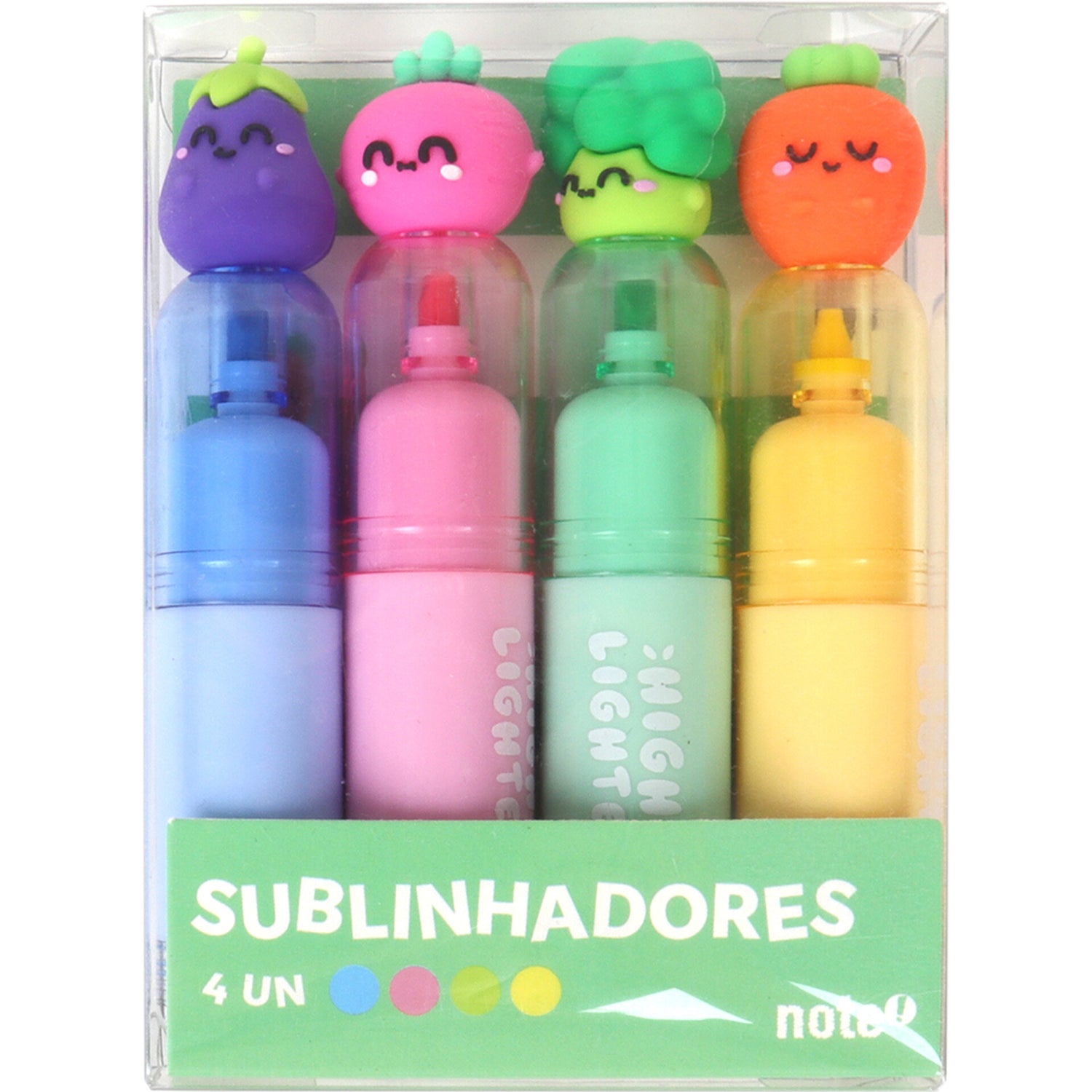 Marcador Fluor Com Carimbo Vegetais 4 Unidades Note!