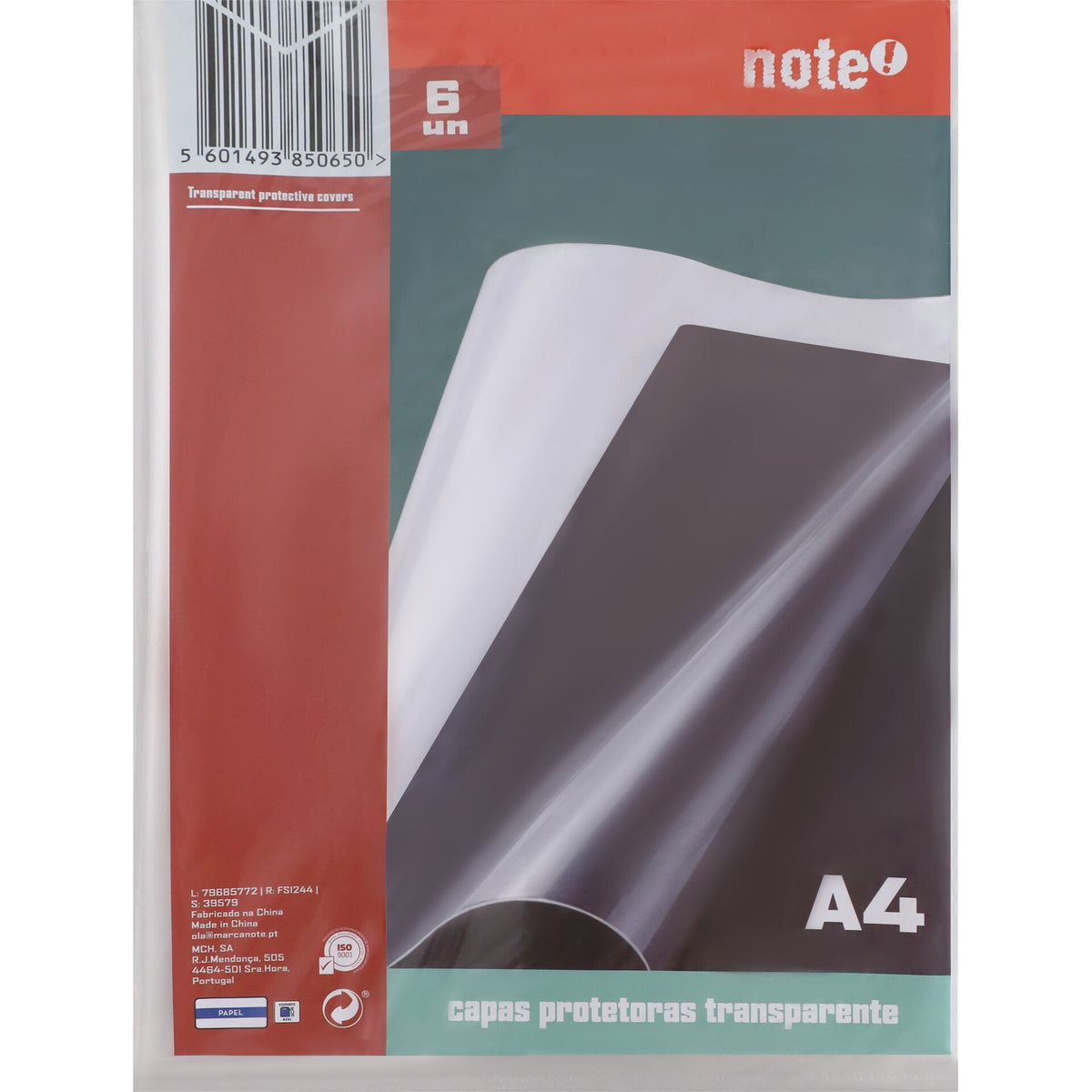 Bolsa Encadernacao Transp Formato A4 6 Unidades Note!