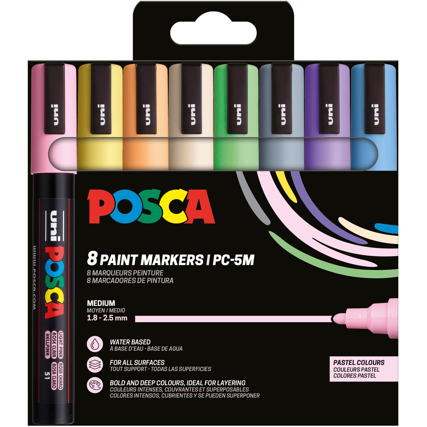 Marcadores Posca Pc-5 M Basic 8 Unidades Pastel Uni