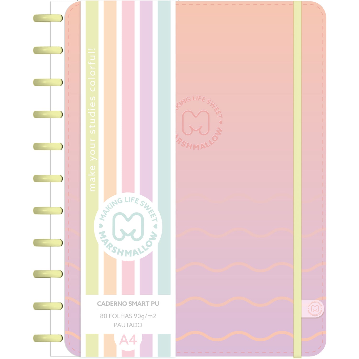 Cj2 Caderno Smart Formato A4 Pu 80 F Straig Marshmall