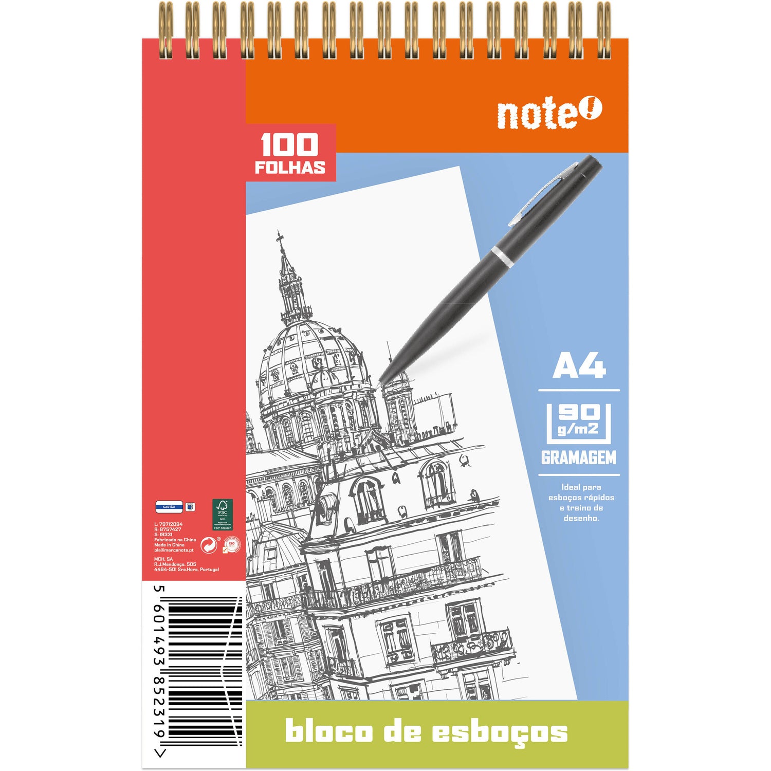Bloco Desenho Formato A4 Esboço 90 G 100 F Note!
