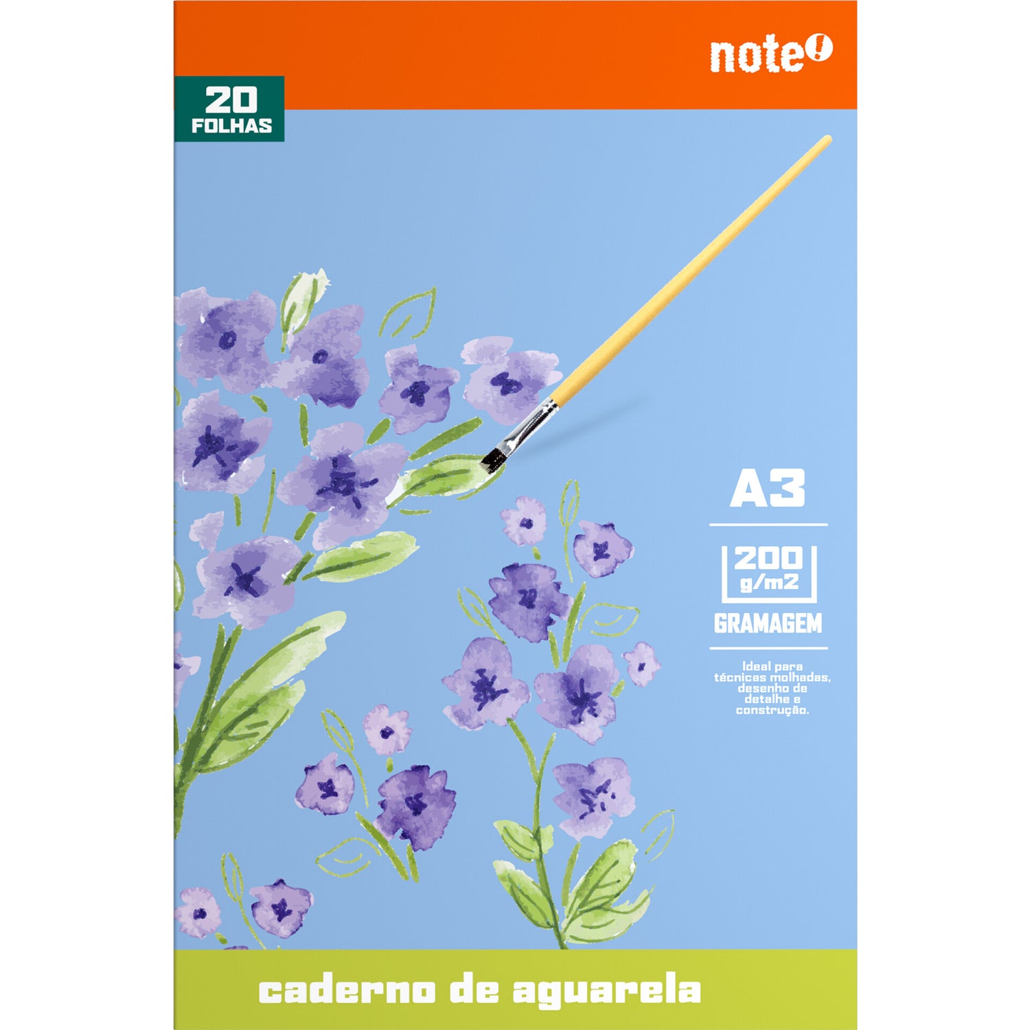 Caderno Desenho A3 Aguarela 200 G 20 F Note!