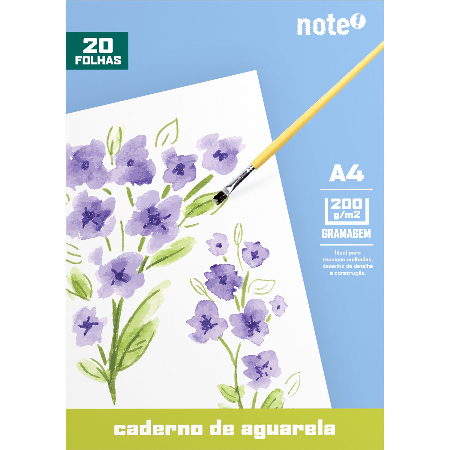 Caderno Desenho Formato A4 Aguarela 200 G 20 F Note!