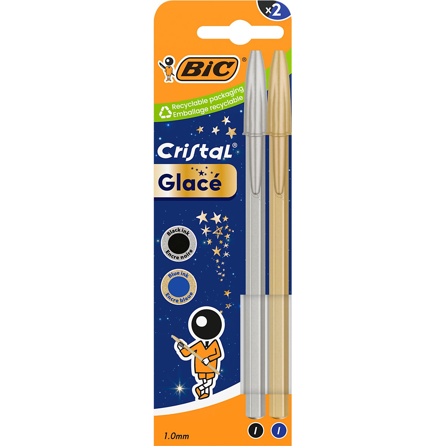 Esferográfica Cristal Glacé Dourado+Prateado Bic
