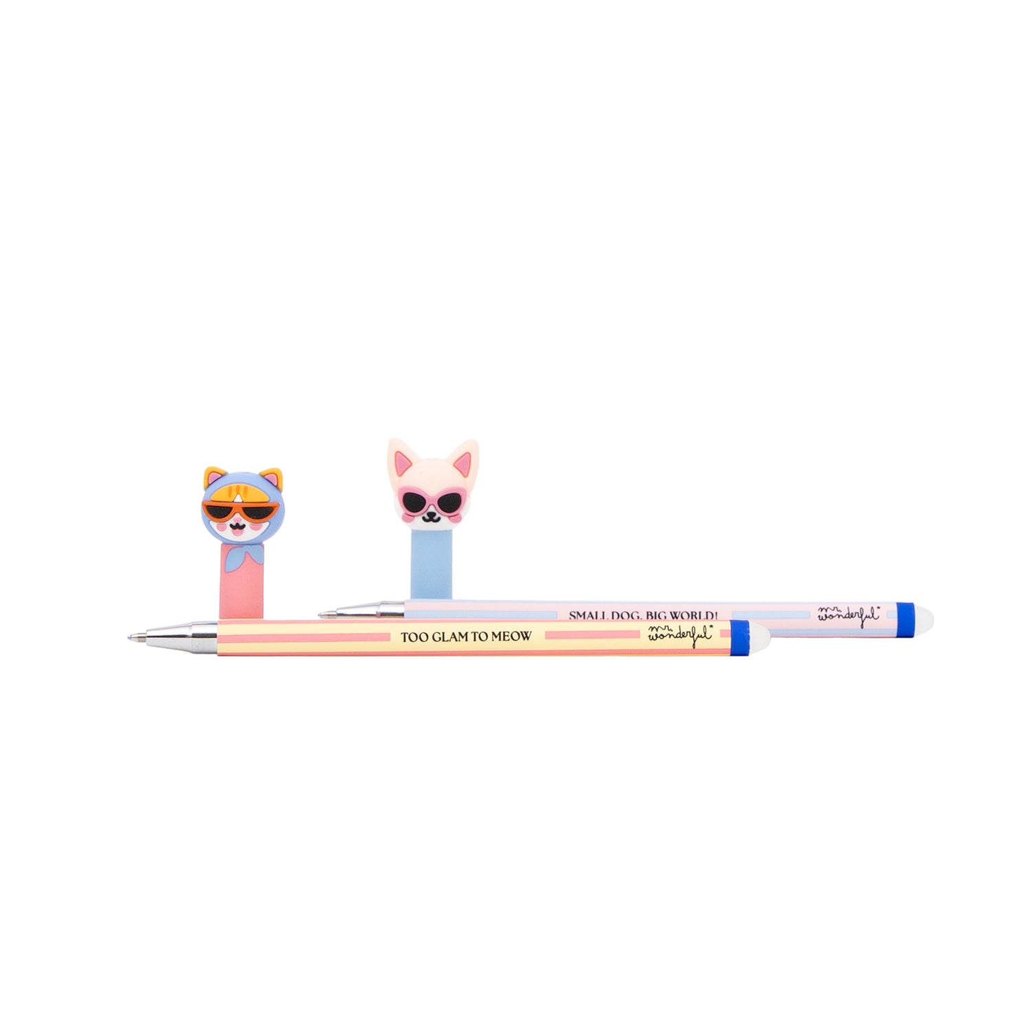 Conjunto 2 Canetas Apagar Bo-Bo-Gato+Chihuahua