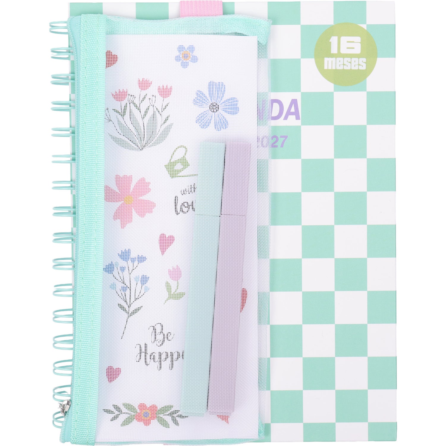 Agenda A5 26/27 16 Meses Semanal com Estojo e Sublinhadores Spring (várias opções) Note!