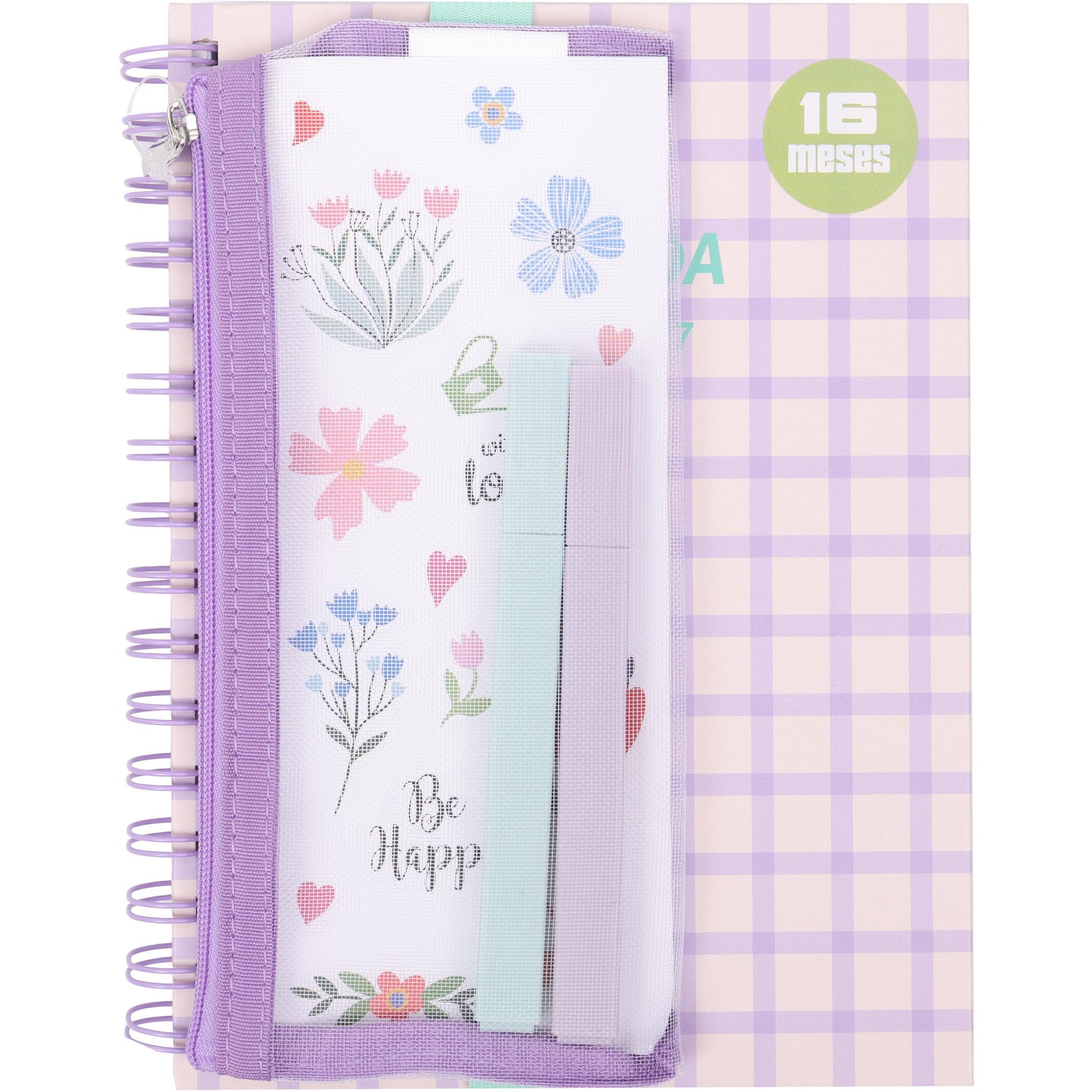 Agenda A5 26/27 16 Meses Semanal com Estojo e Sublinhadores Spring (várias opções) Note!