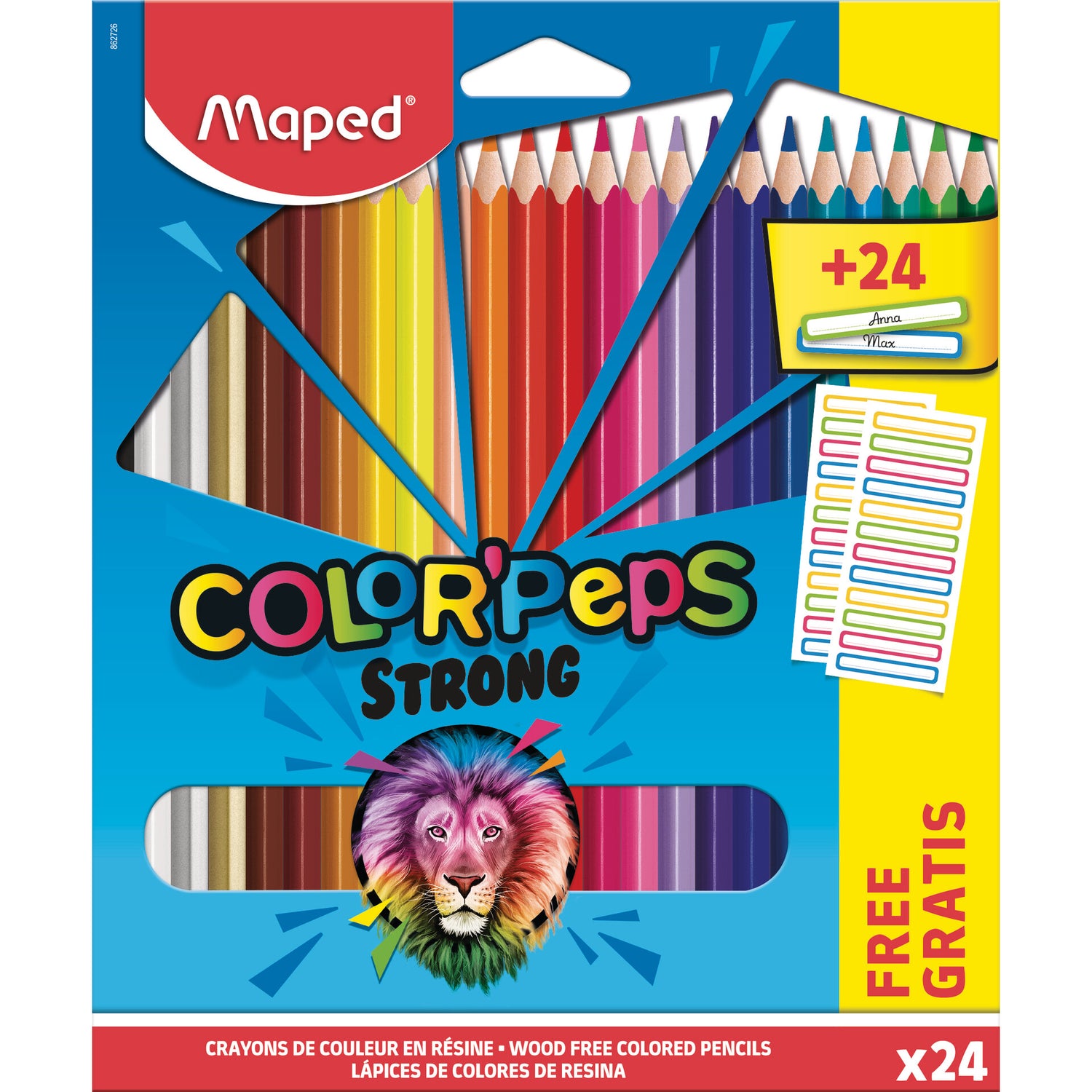 Lápis Cor Color Peps Strong + Etiquetas 24 Unidades Maped